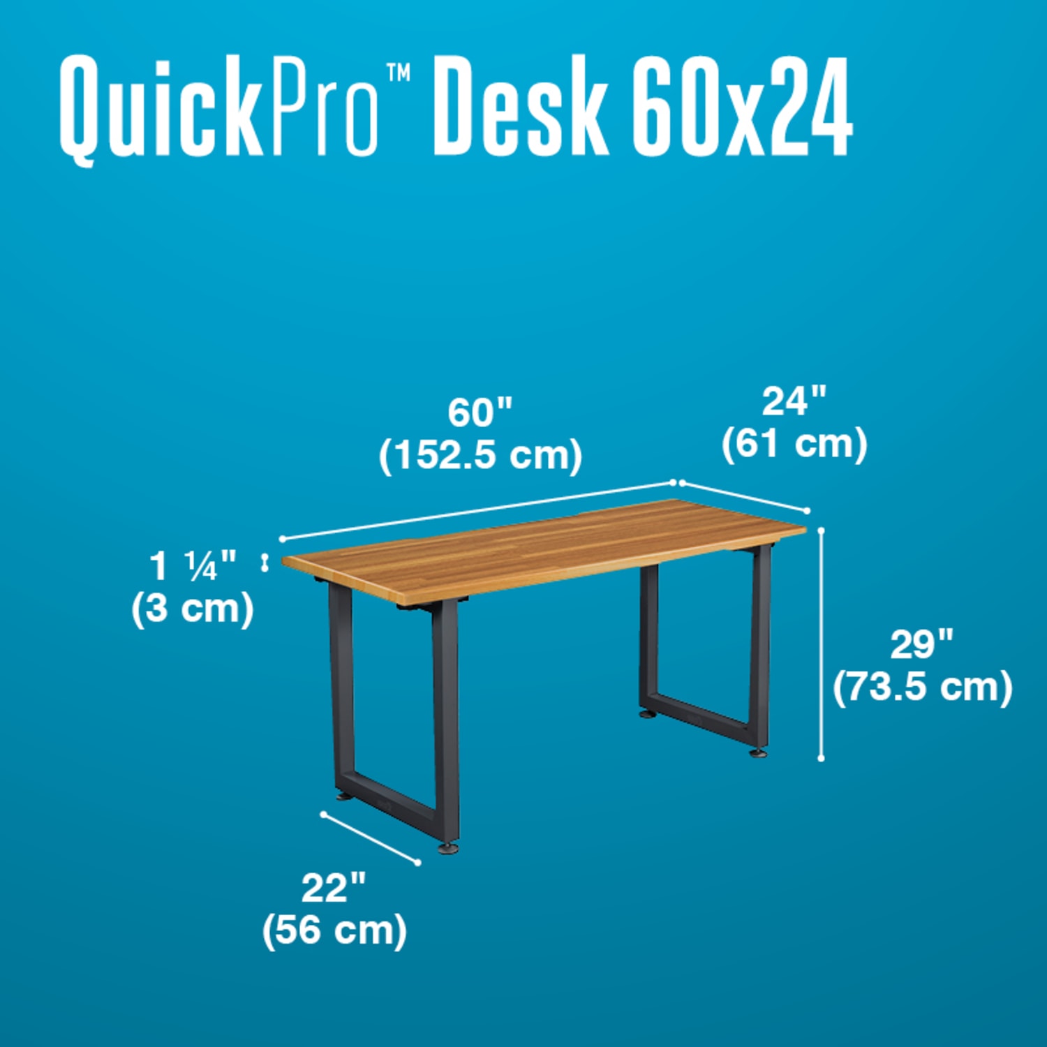 Vari Table 60inW Computer Desk, Butcher Block - Image 5