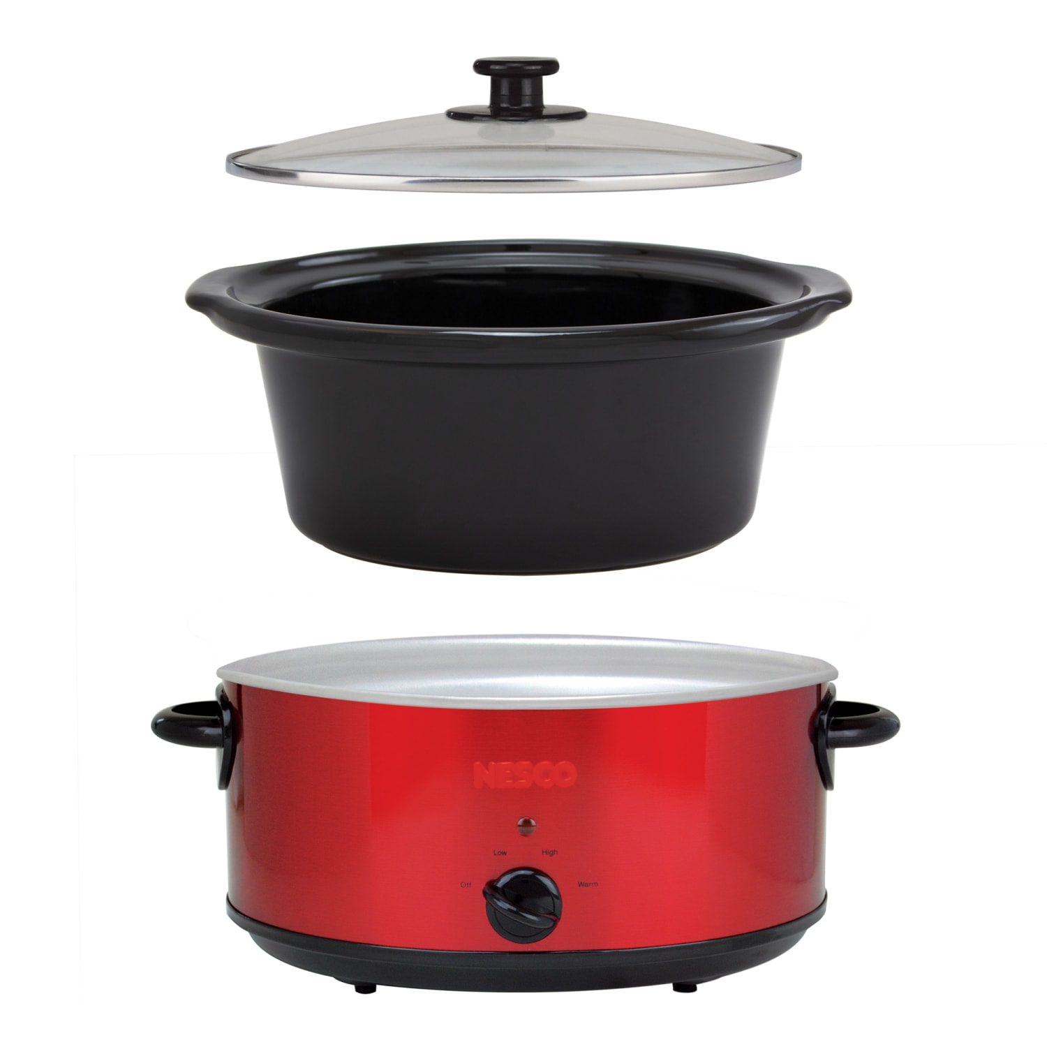 Nesco 6 Qt 275W Analog Stainless Steel Portable Slow Cooker, Red - Image 3