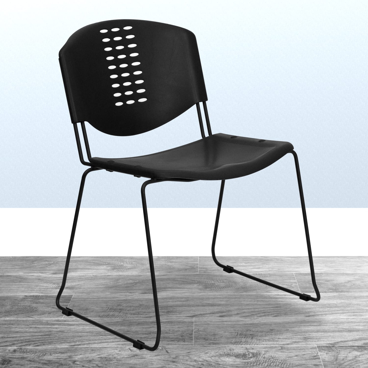 Flash Furniture HERCULES Series 400 lb Capacity Plastic Stack Chair with Black Frame Black PopularChairscom