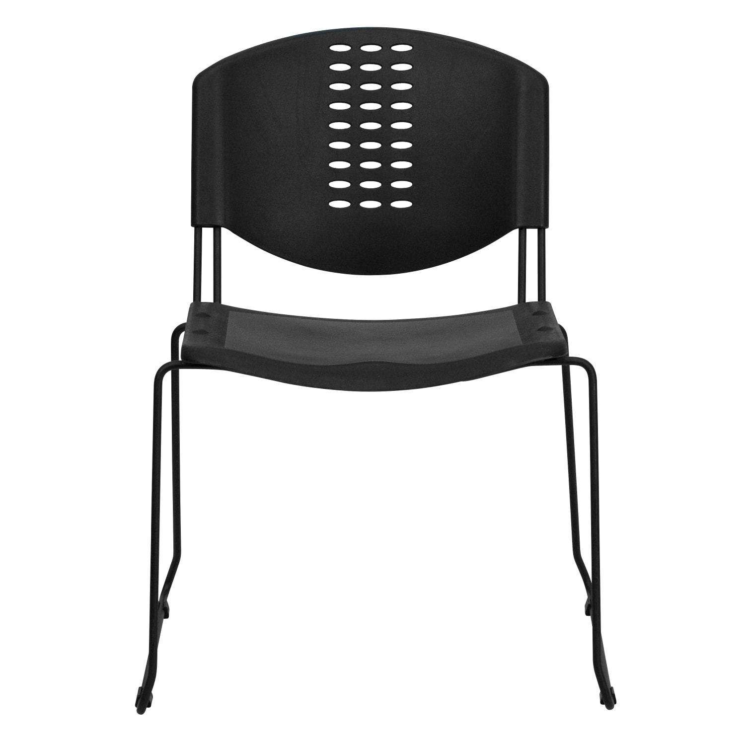 Flash Furniture HERCULES Series 400 lb Capacity Plastic Stack Chair with Black Frame Black PopularChairscom