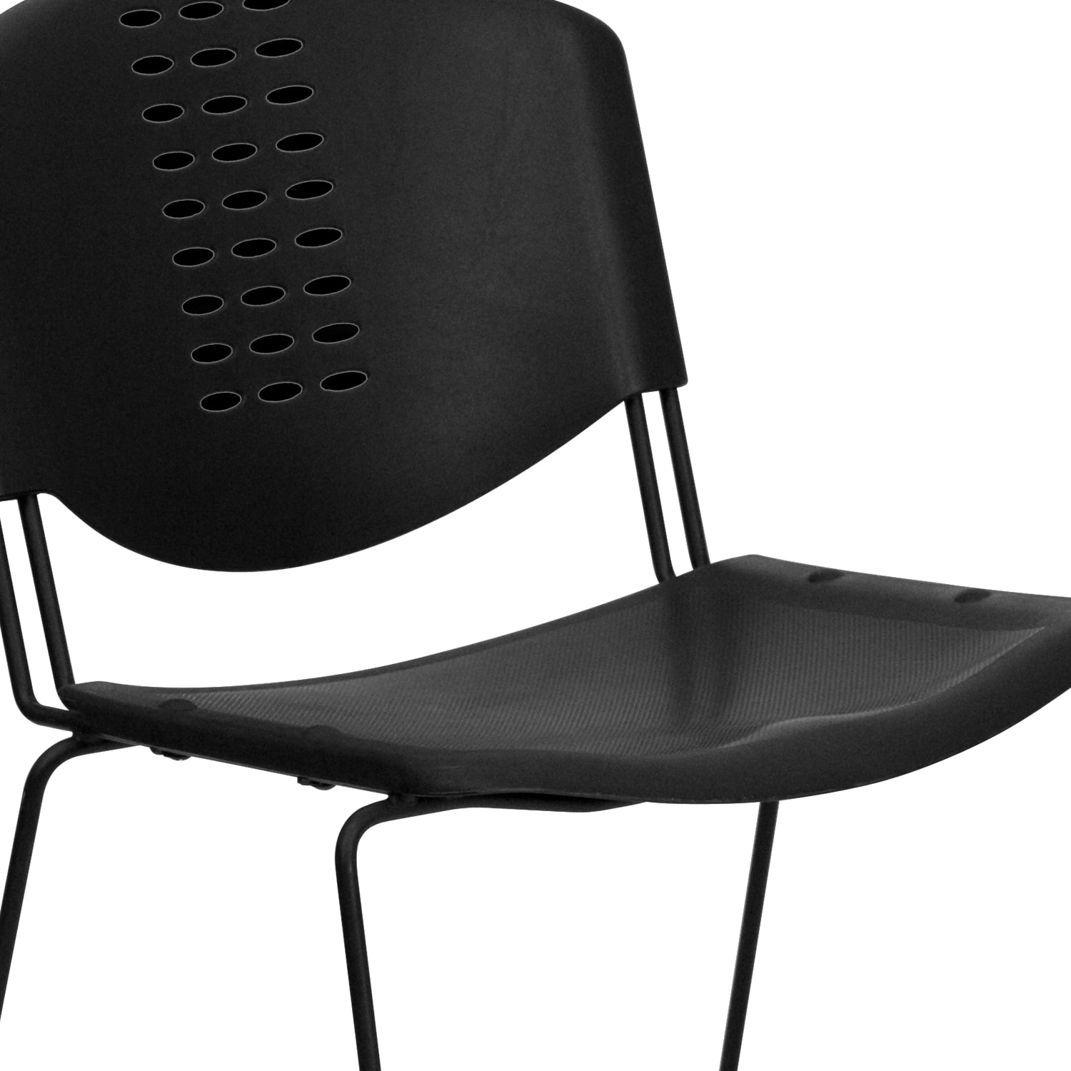 Flash Furniture HERCULES Series 400 lb Capacity Plastic Stack Chair with Black Frame Black PopularChairscom