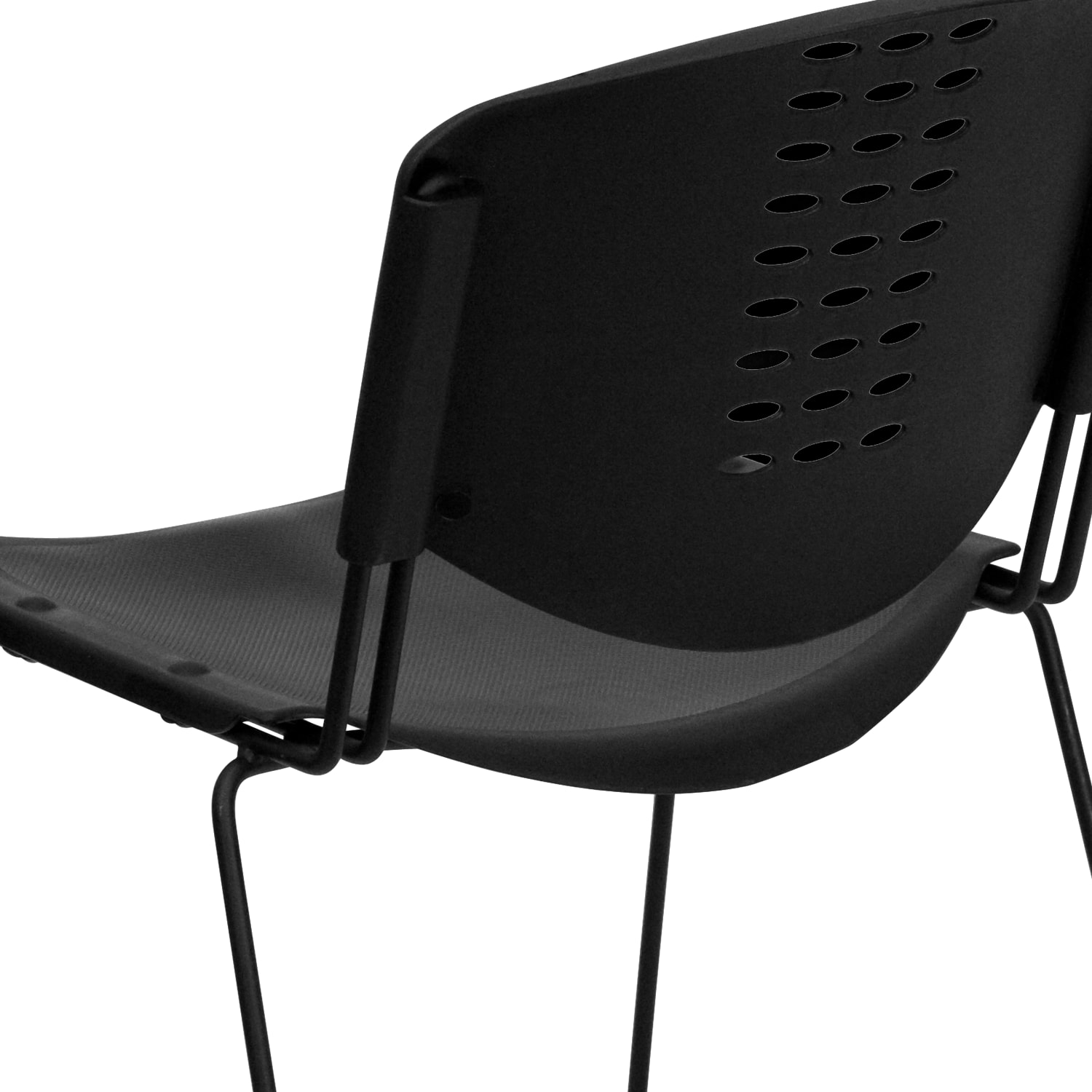 Flash Furniture HERCULES Series 400 lb Capacity Plastic Stack Chair with Black Frame Black PopularChairscom