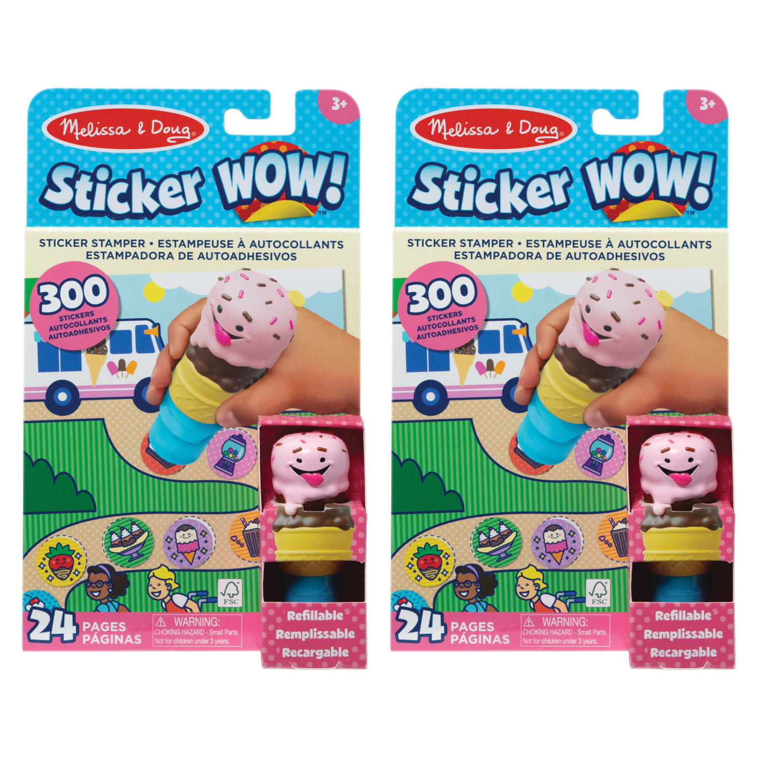 Melissa & Doug Sticker WOW! Activity Pad Set, Ice Cream, 300 Stickers Per Set, 2 Sets