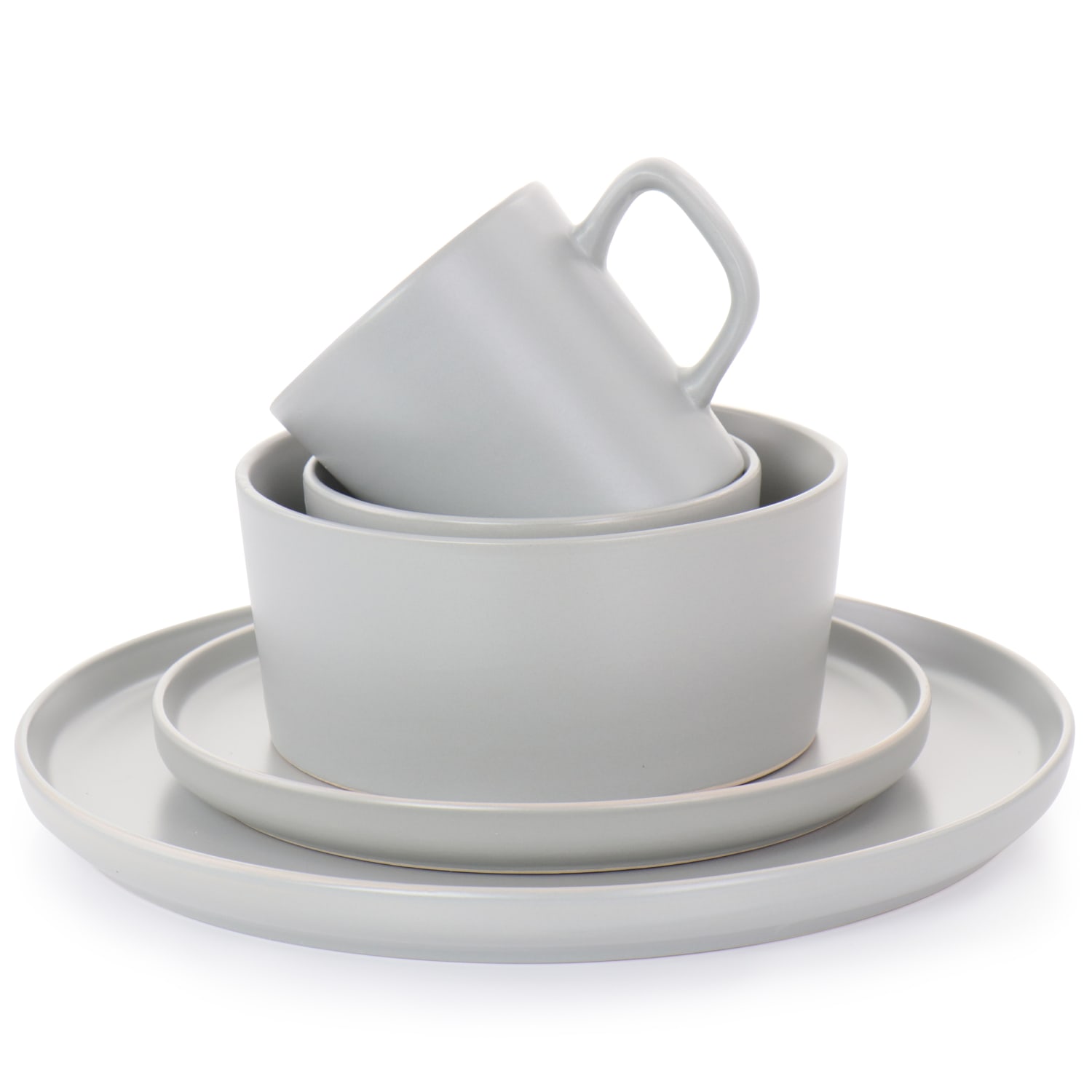 Elama Luxmatte 20-Piece Dinnerware Set, Light Gray - Image 3