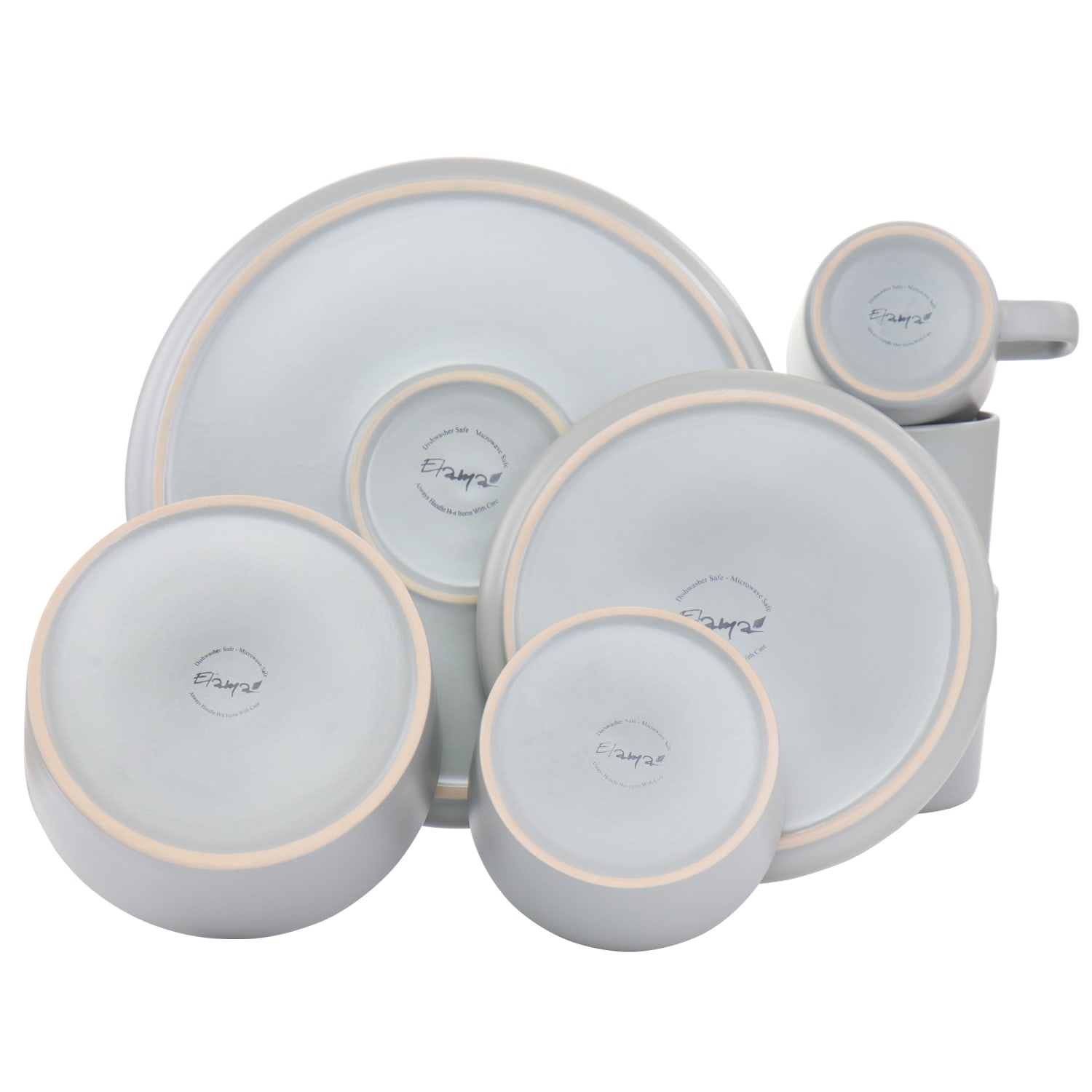Elama Luxmatte 20-Piece Dinnerware Set, Light Gray - Image 4