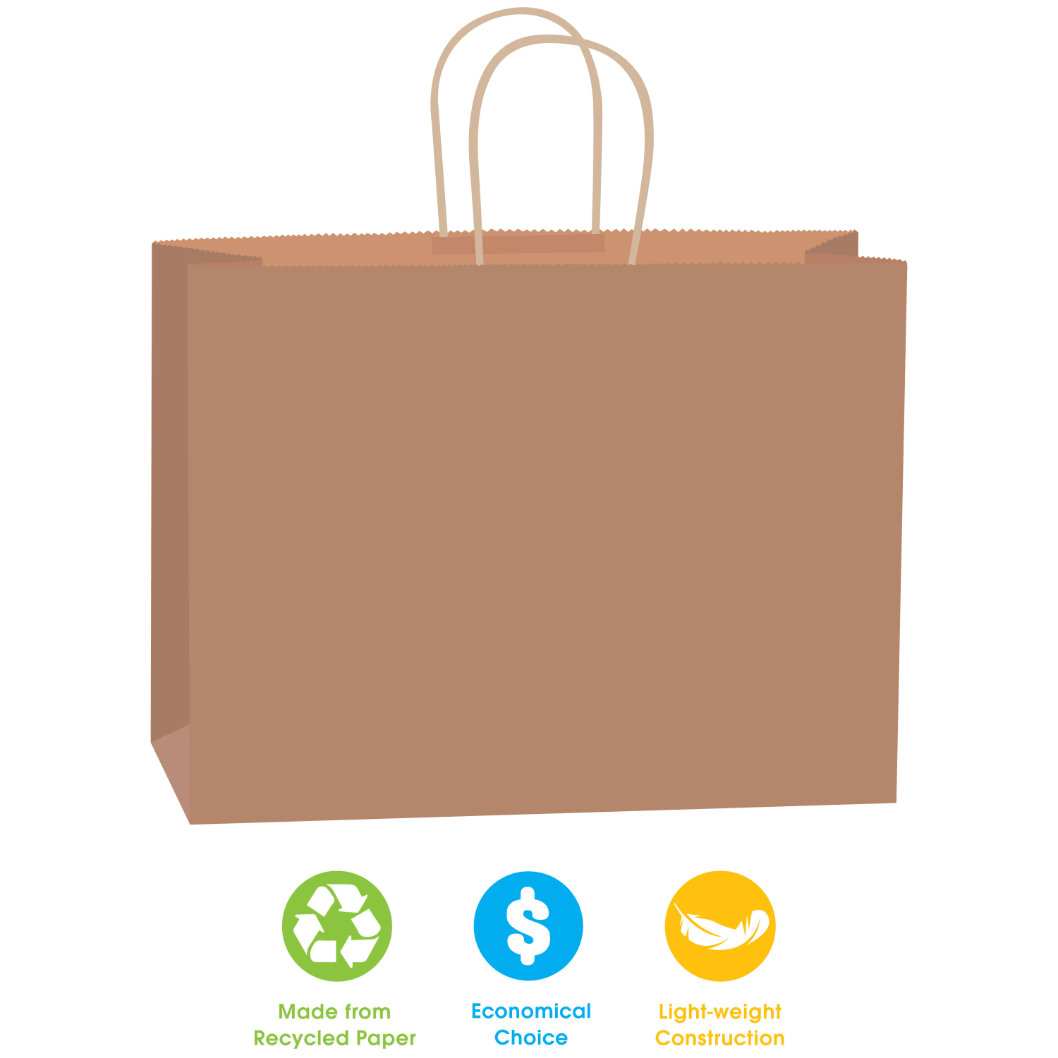 Partners Brand Paper Shopping Bags, 18 3/4in x 18inW x 7inD, Kraft, Case Of 200 - Image 3