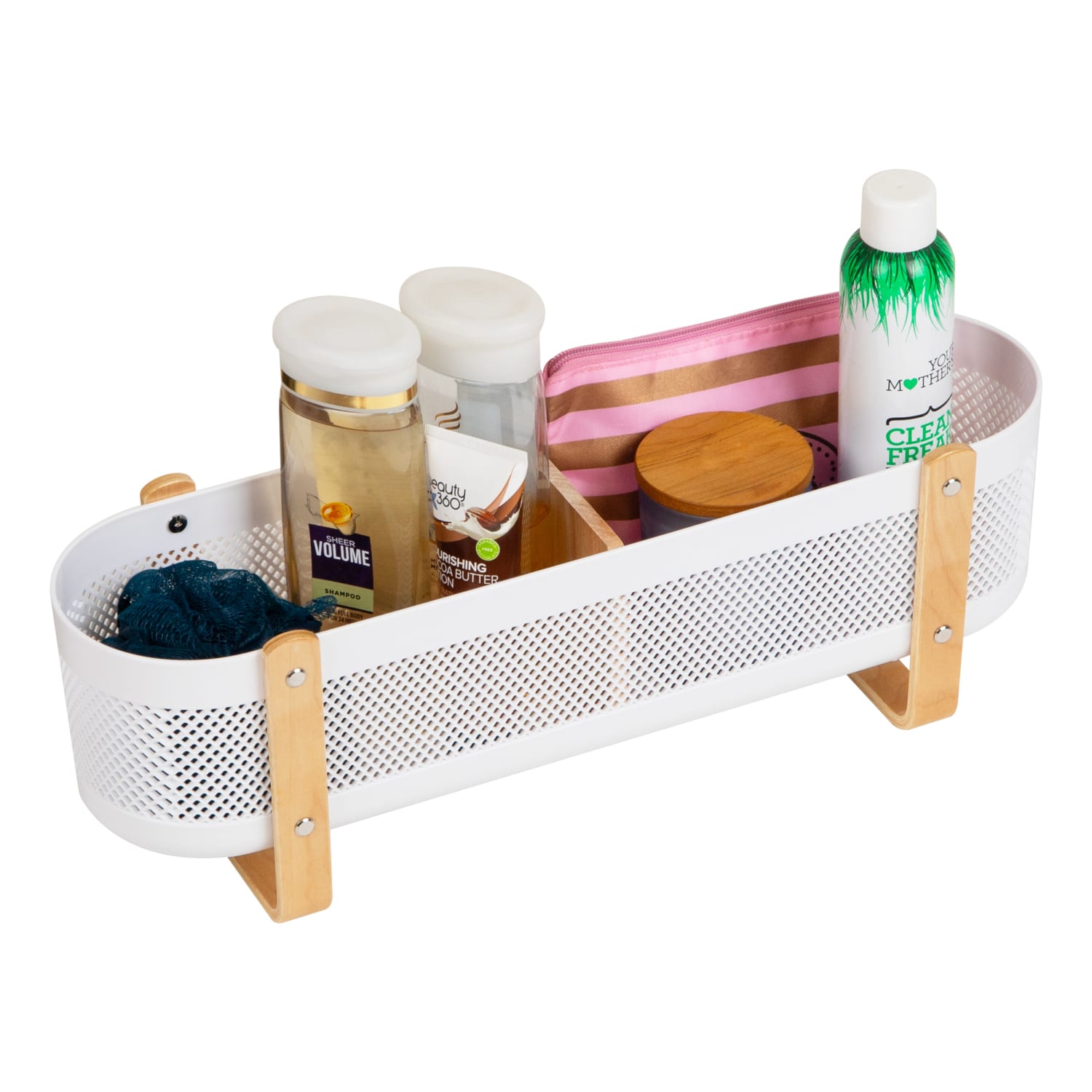 Mind Reader Divided Storage Basket With Legs, 6-1/2H" x 5-1/4inW x 19-1/4inD, White/Brown - Image 6