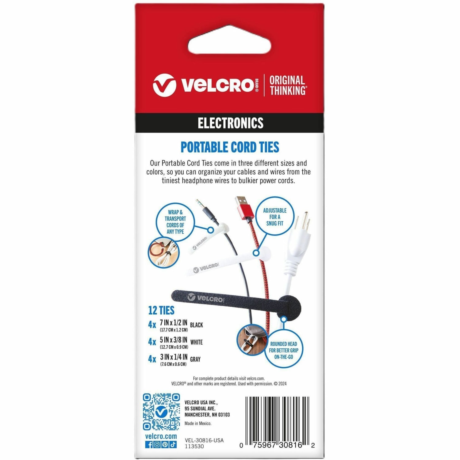VELCRO Portable Cord Ties - Cable Tie - Multi - 12 / Pack - Image 5