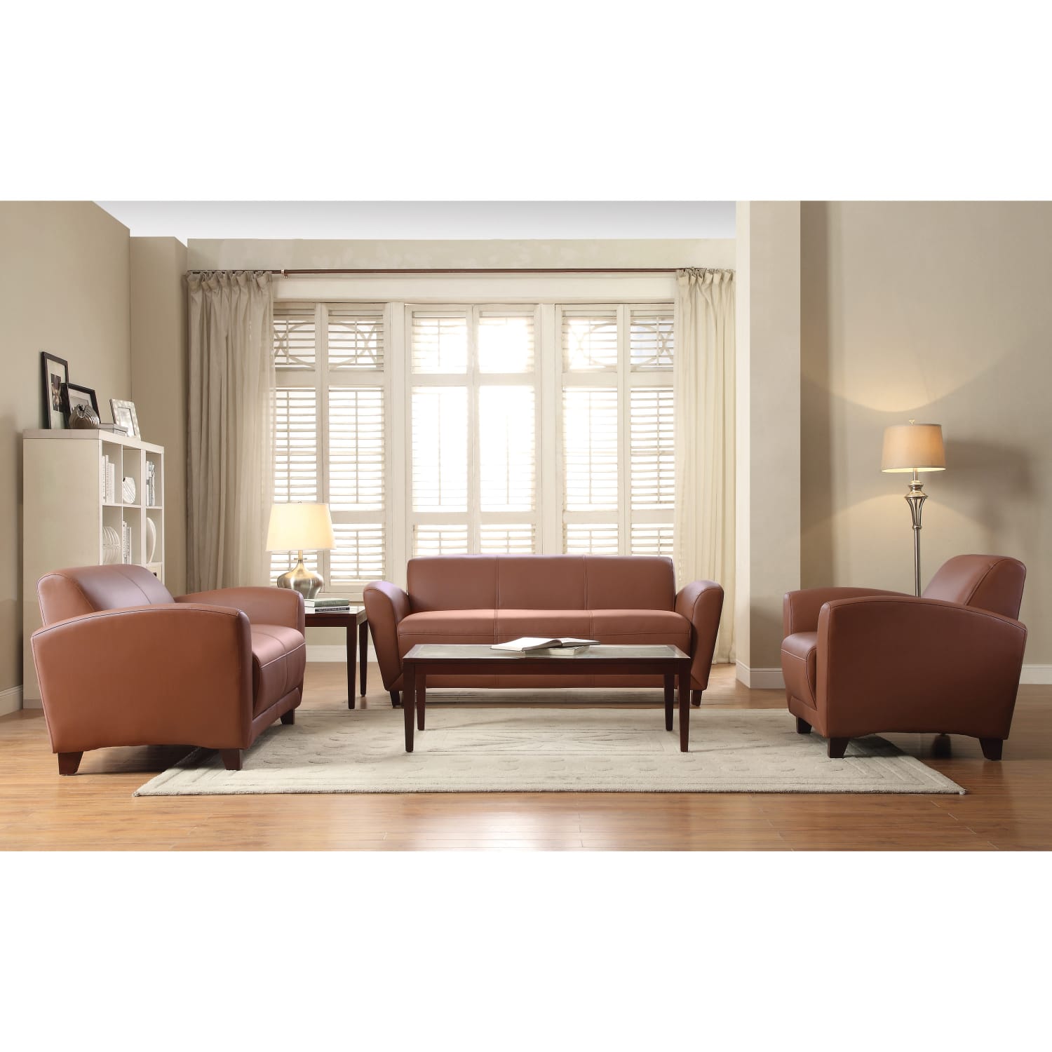 Lorell Accession Bonded Leather Reception Sofa Tan PopularChairscom
