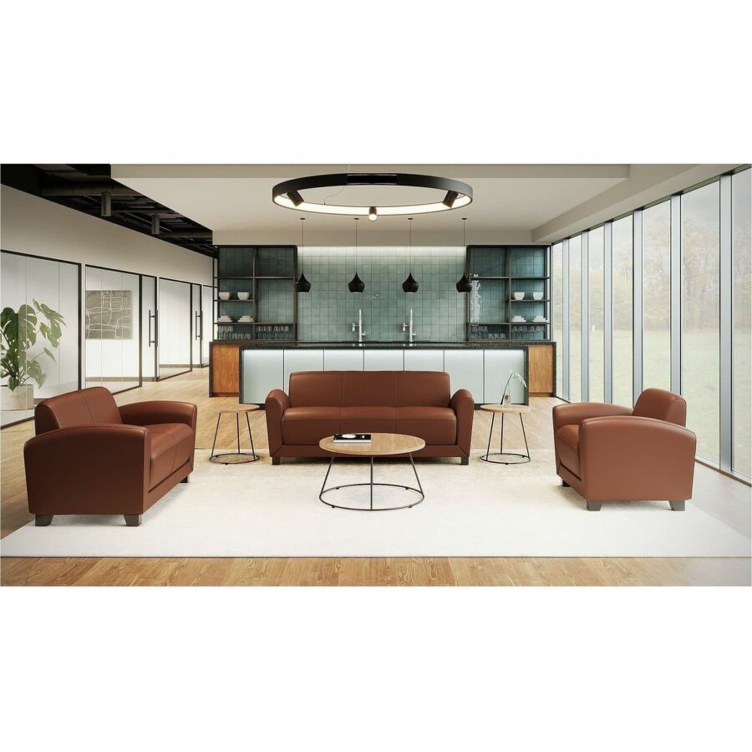 Lorell Accession Bonded Leather Reception Sofa Tan PopularChairscom Lorell Accession Bonded Leather Reception Sofa Tan PopularChairscom