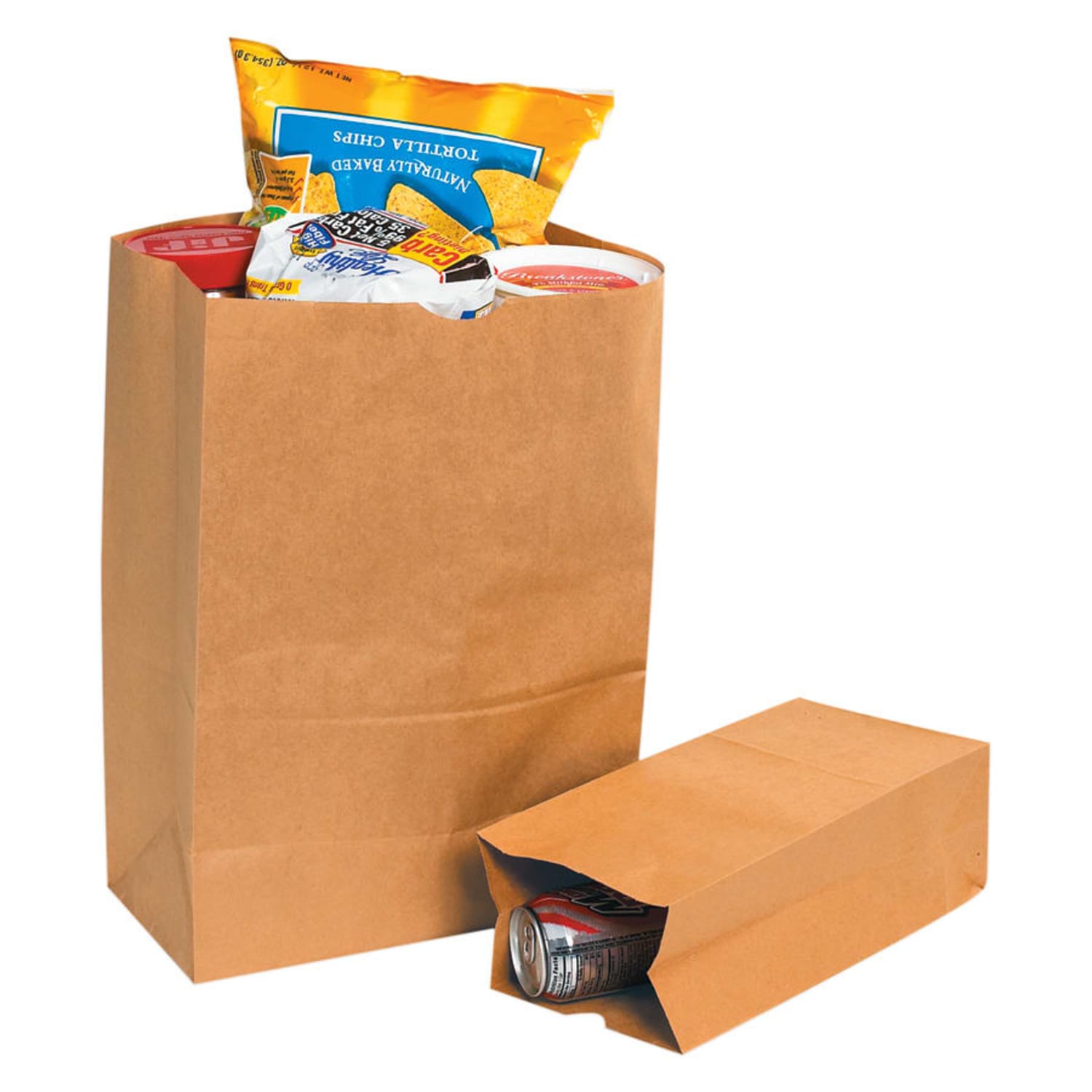Partners Brand Grocery Bags, 11inH x 6inW x 3 5/8inD, Kraft, Case Of 500