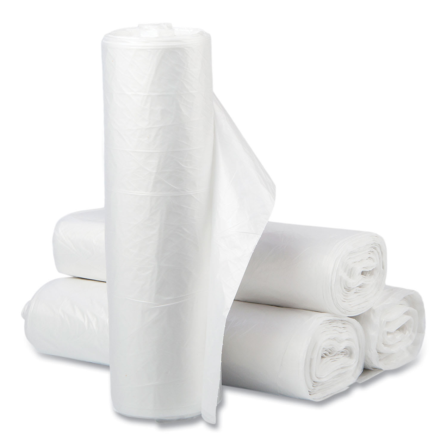 Inteplast Group High-Density Commercial Can Liner Value Pack, 60 gal, 12 mic, 38in x 58in, Clear, Interleaved Roll, 25 Bags/Roll, 8 Rolls/CT - Image 3