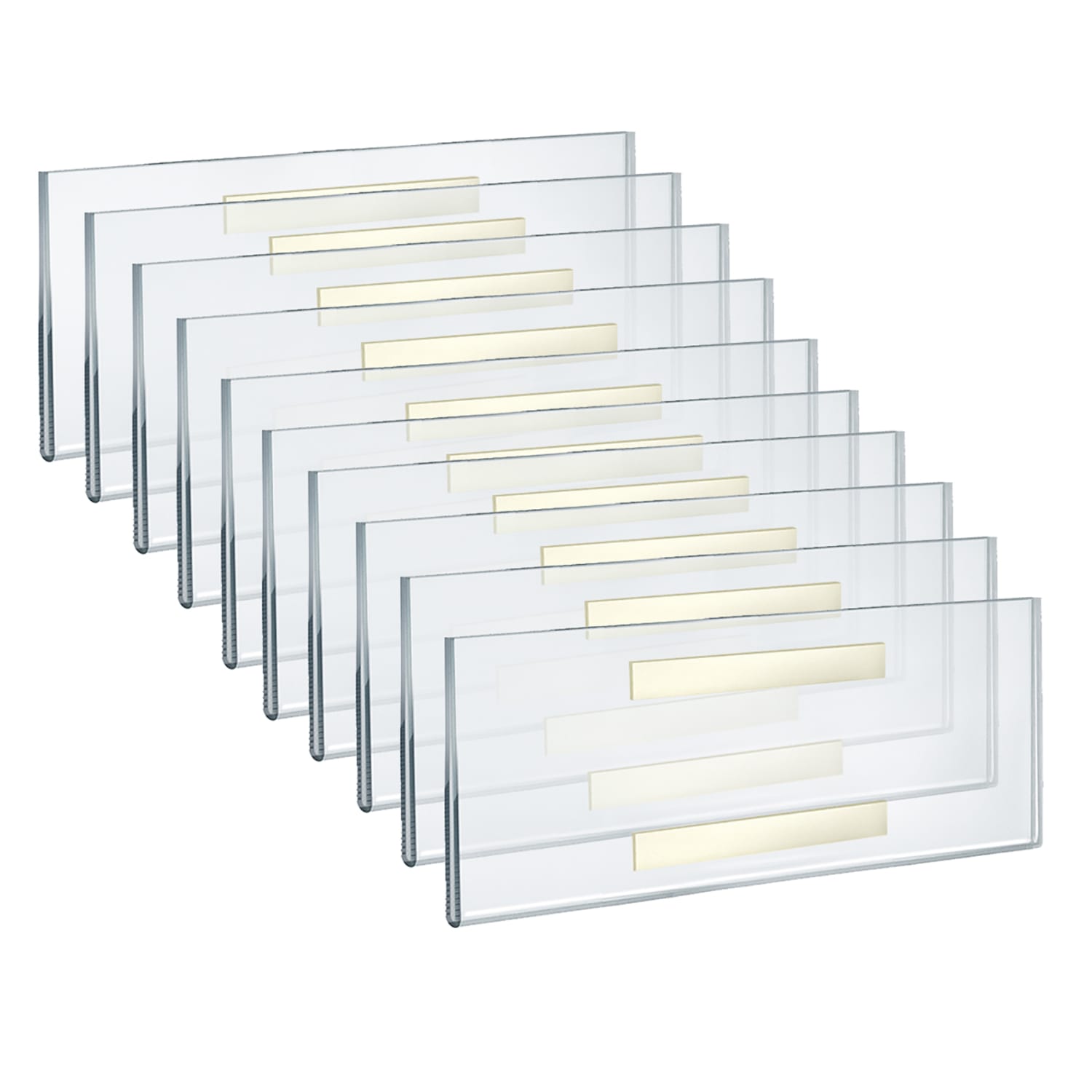 Azar Displays Adhesive Acrylic Horizontal U-Frame Sign Holders, 4-1/4inH x 11inW x 1/4inD, Clear, Pack Of 10 Sign Holders
