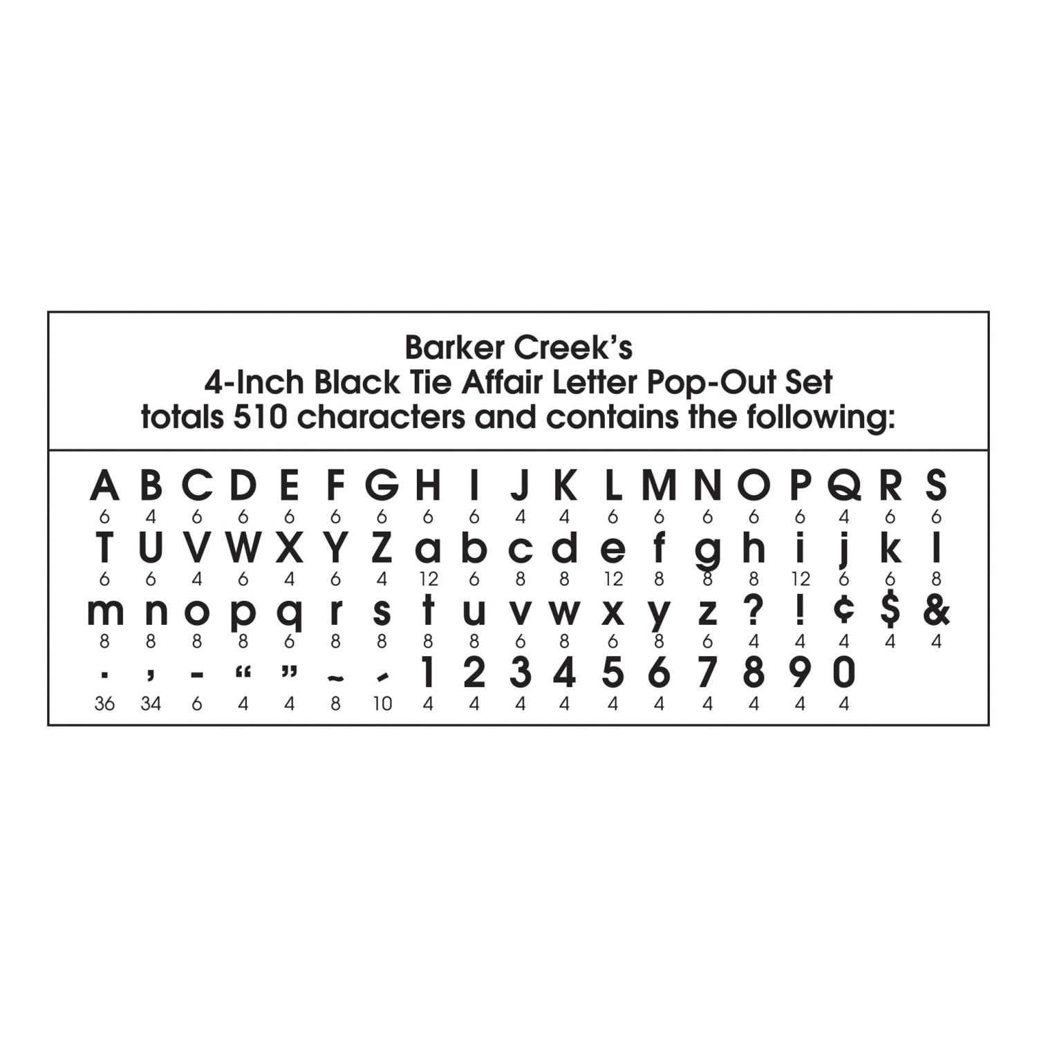 Barker Creek Letter Pop-Outs, 4in, Black Tie Affair, Pack Of 510 - Image 4