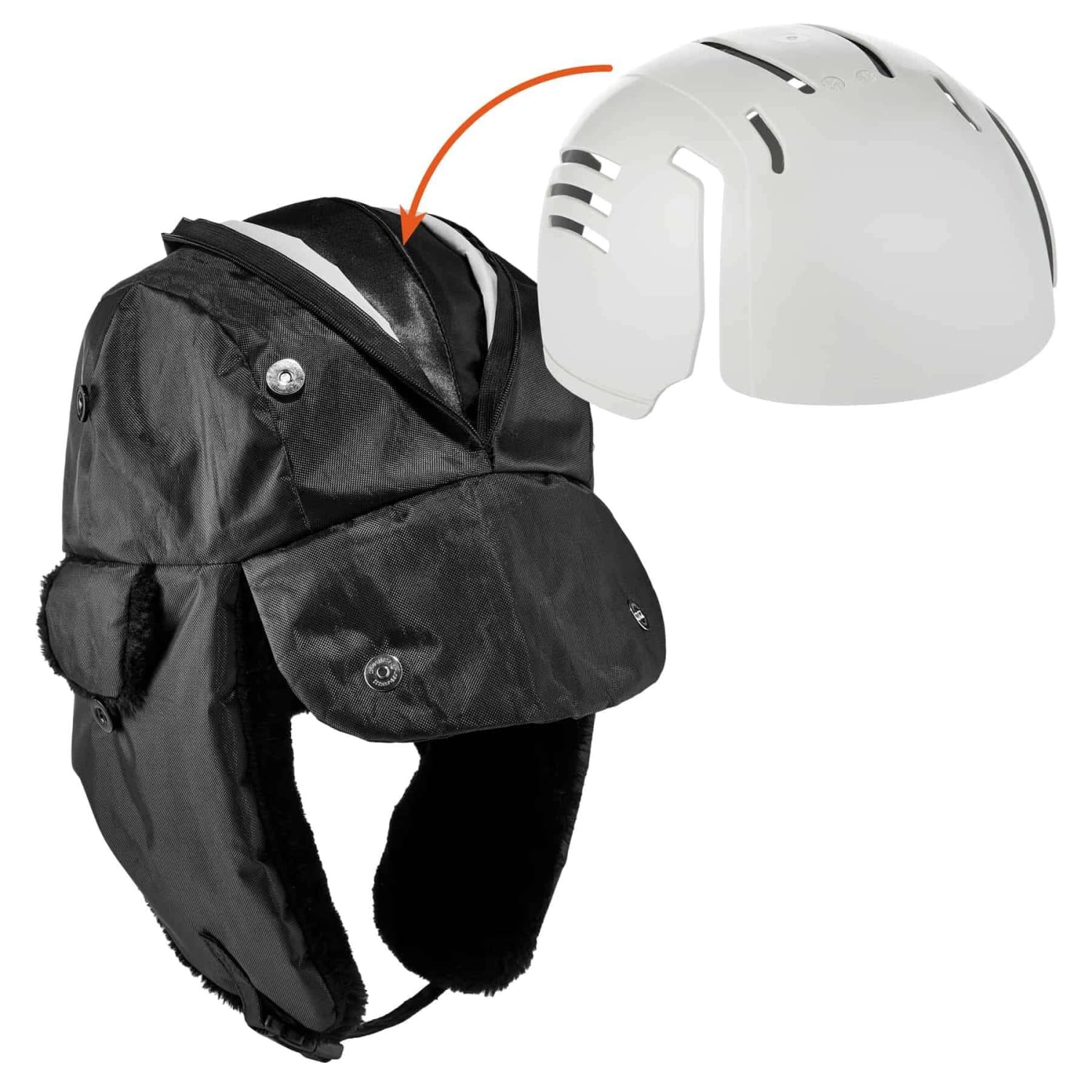 Ergodyne N-Ferno 6802ZI Zippered Trapper Hat With Bump Cap, Small/Medium, Black - Image 3