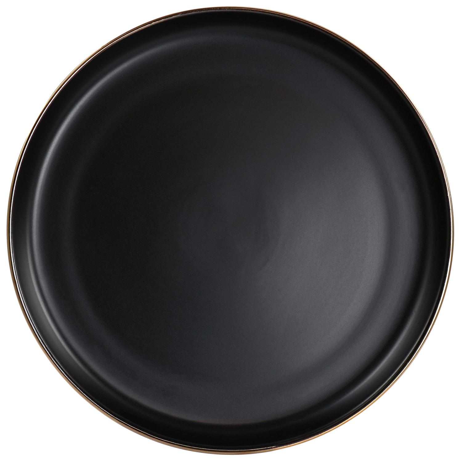 Elama Paul 6-Piece Round Stoneware Dinner Plate Set, 10-3/4in, Matte Black/Gold - Image 6