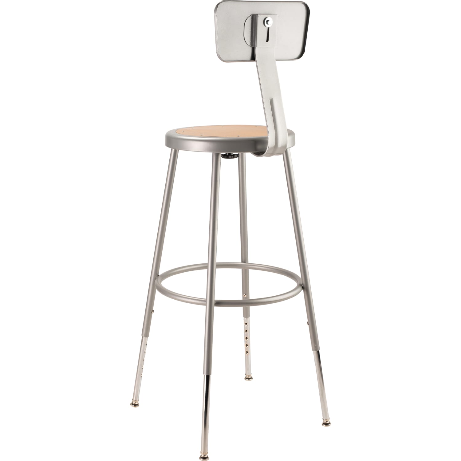 National Public Seating Adjustable Hardboard Stool With Back 25in 33inH Gray PopularChairscom