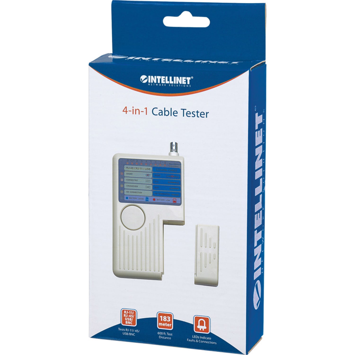 Intellinet Network Solutions 4-in-1 RJ11, RJ45, USB and BNC Cable Tester - 600 ft Test Distance - Image 3