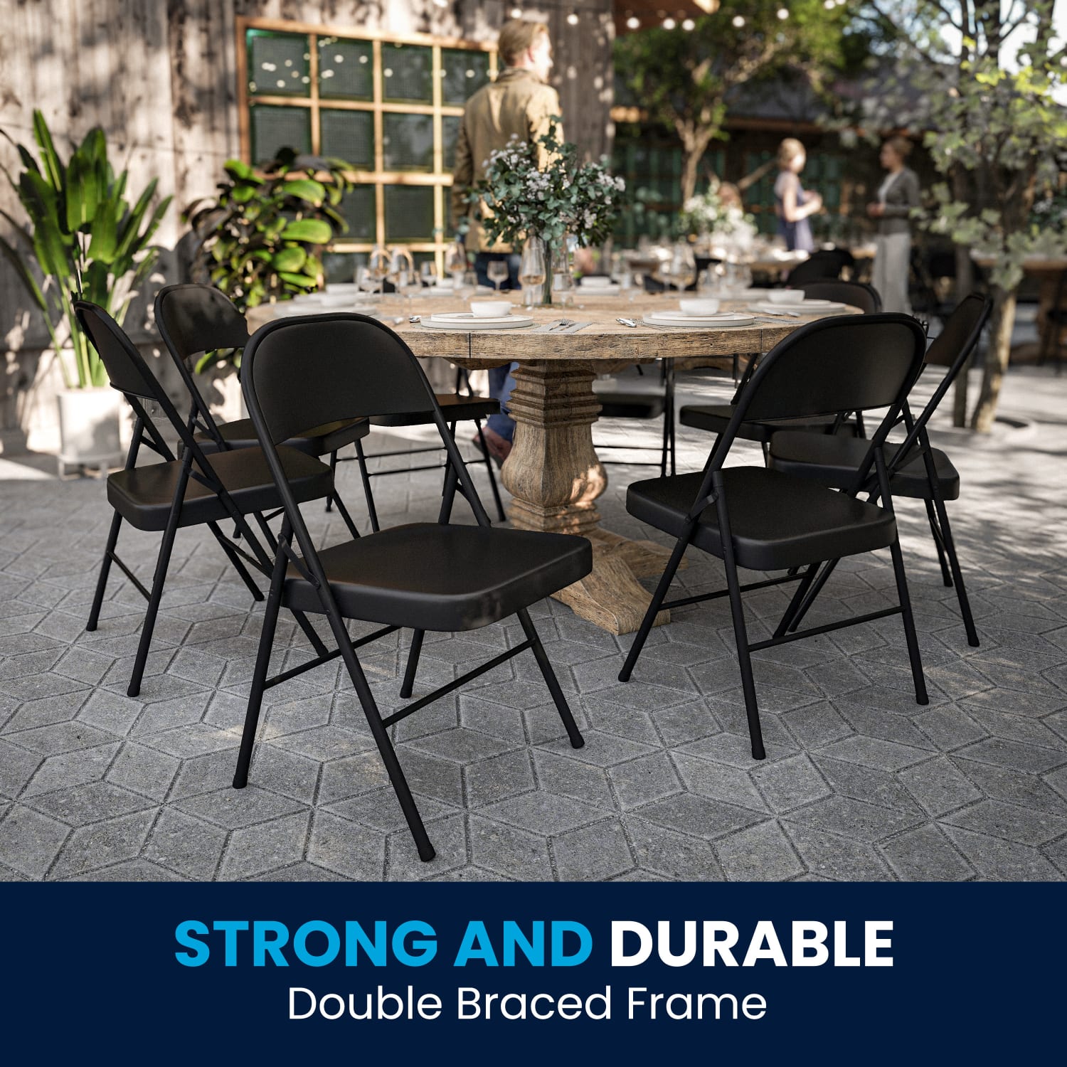 Flash Furniture HERCULES Metal Double Braced Folding Chair Black PopularChairscom