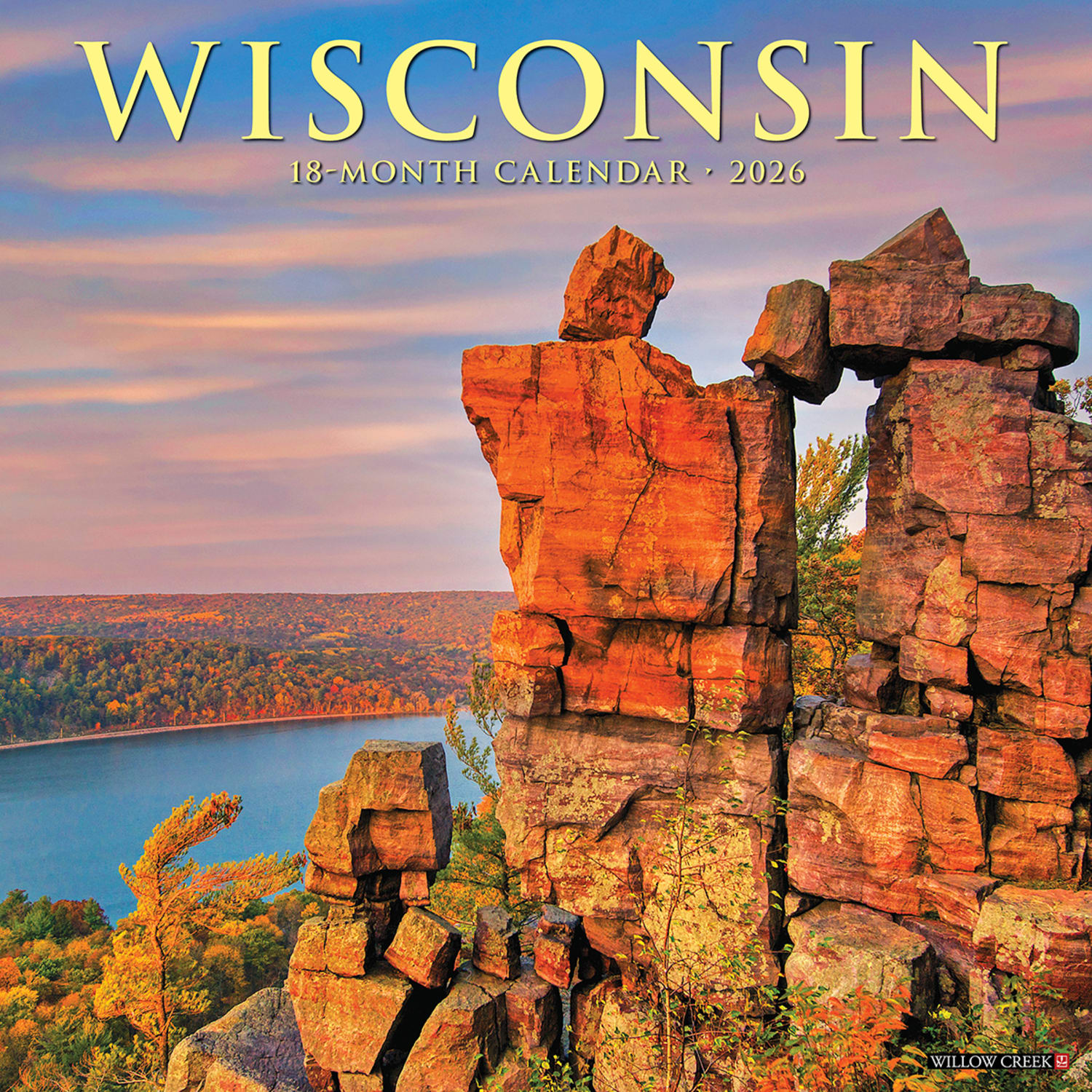 2026 Willow Creek Press Scenic Monthly Wall Calendar, 12in x 12in, Wisconsin, January To December, 55618