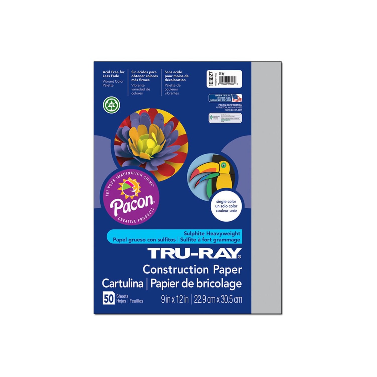 Tru-Ray Construction Paper, 50% Recycled, 9in x 12in, Gray, Pack Of 50 - Image 3