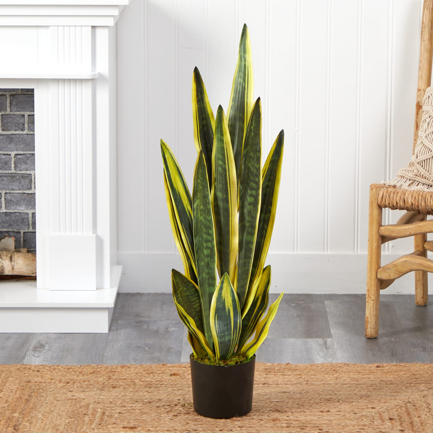 Nearly Natural Sansevieria 38inH Artificial Plant With Planter, 38inH x 10inW x 10inD, Green/Black - Image 4