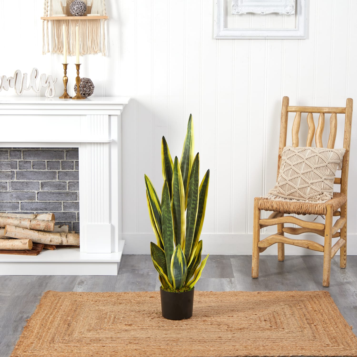 Nearly Natural Sansevieria 38inH Artificial Plant With Planter, 38inH x 10inW x 10inD, Green/Black - Image 5