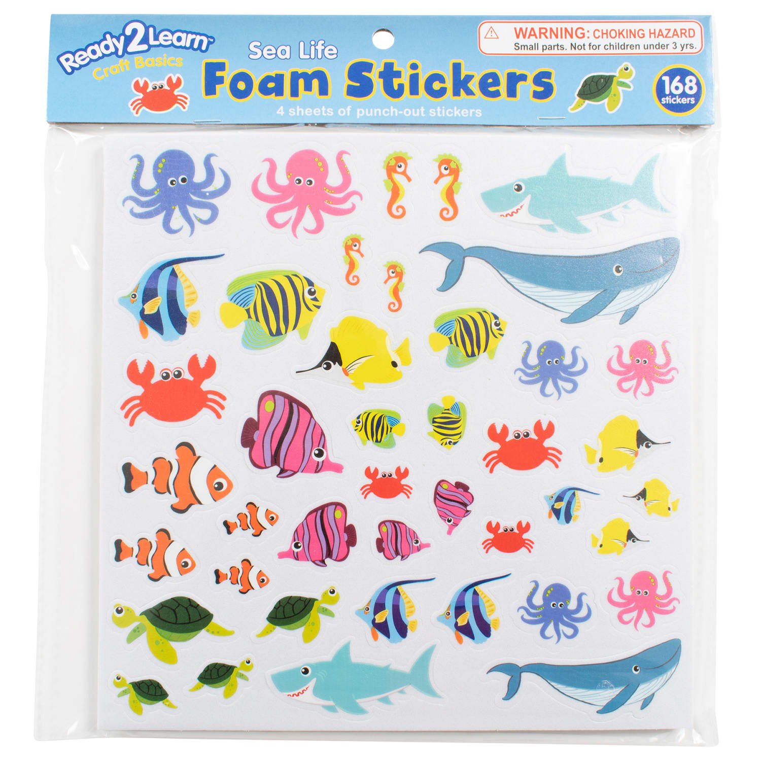 Ready 2 Learn Foam Stickers, Sea Life, 168 Stickers Per Pack, Set Of 3 Packs - Image 3