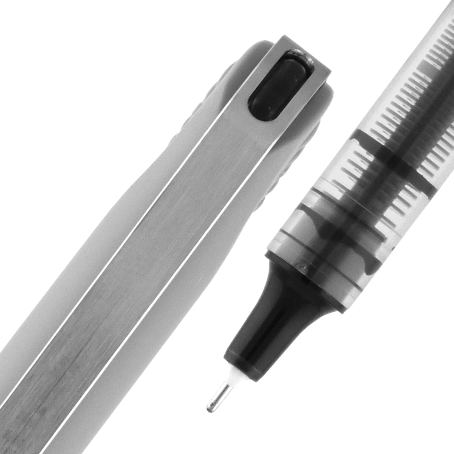 uni-ball Vision Needle Liquid Ink Rollerball Pens, Fine Point, 0.7 mm, Gray Barrel, Black Ink, Pack Of 12 - Image 3