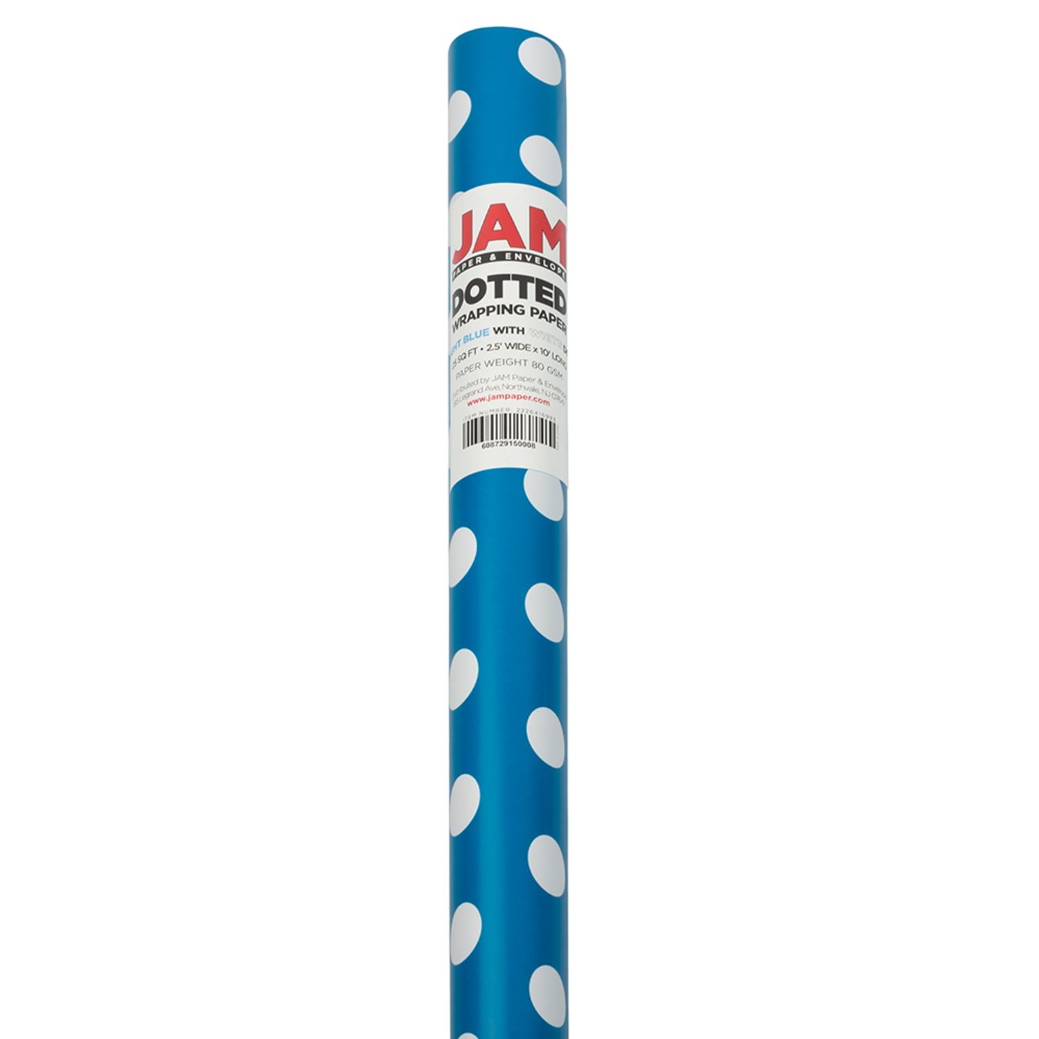 JAM Paper Wrapping Paper, Polka Dot, 25 Sq Ft, Blue & White - Image 3