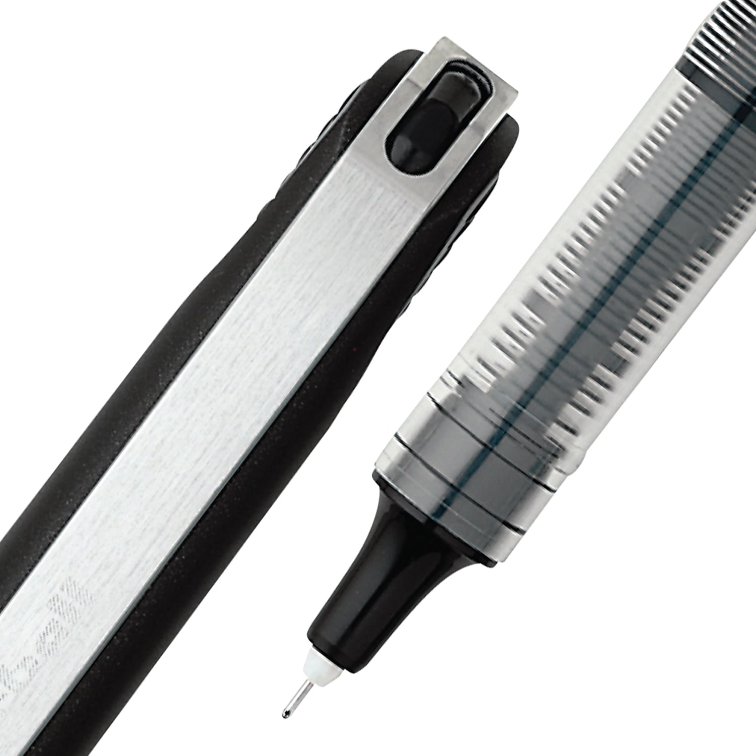 uni-ball Vision Needle Liquid Ink Rollerball Pens, Micro Point, 0.5 mm, Black Barrel, Black Ink, Pack Of 12 - Image 3