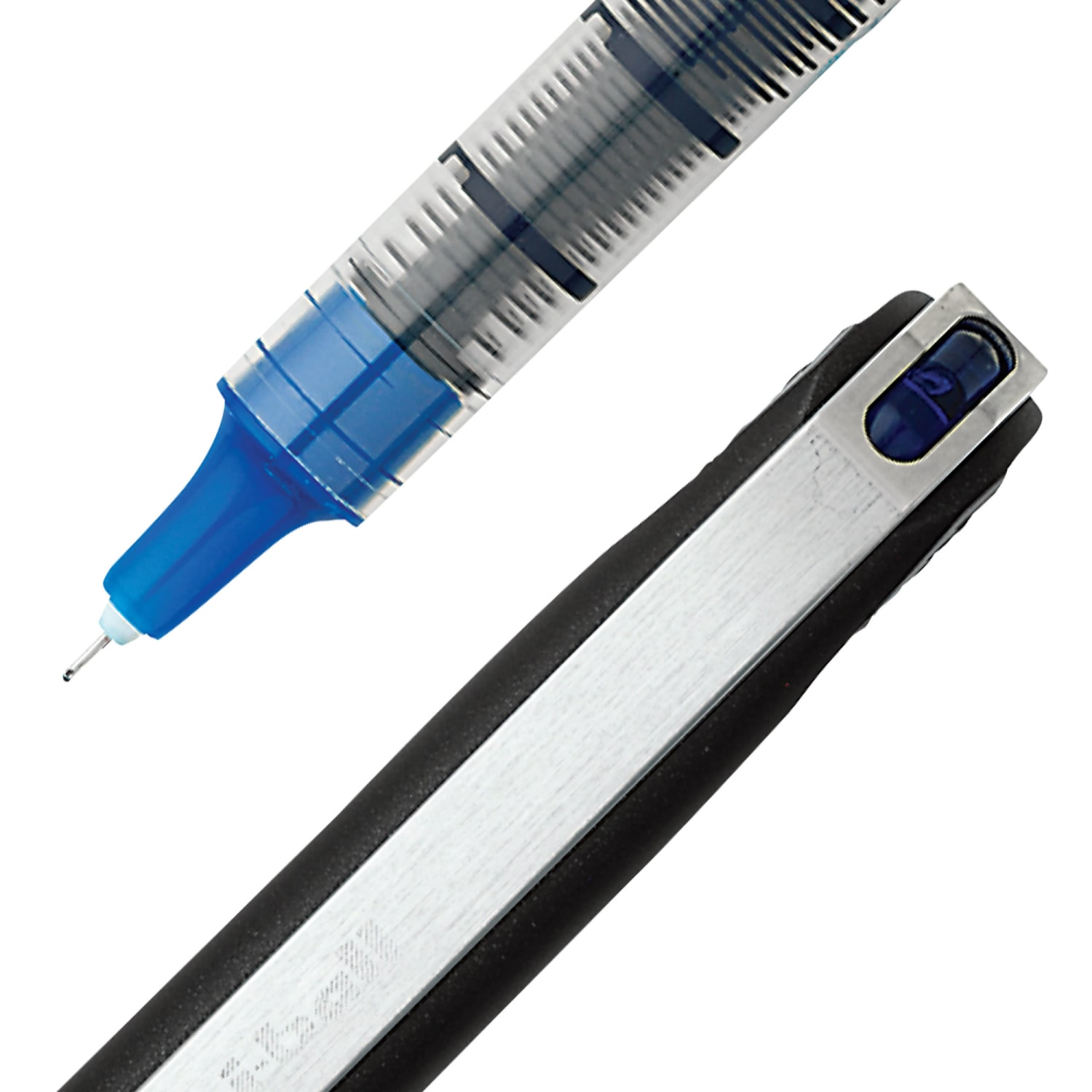 uni-ball Vision Needle Liquid Ink Rollerball Pens, Micro Point, 0.5 mm, Black Barrel, Blue Ink, Pack Of 12 - Image 3