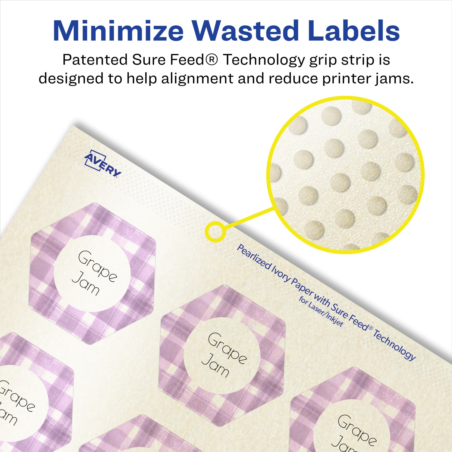 Avery Pearlized Permanent Labels With Sure Feed, 94120-PIP25, Hexagon, 1-1/2in x 1-47/54in, Ivory, Pack Of 500 Labels - Image 5
