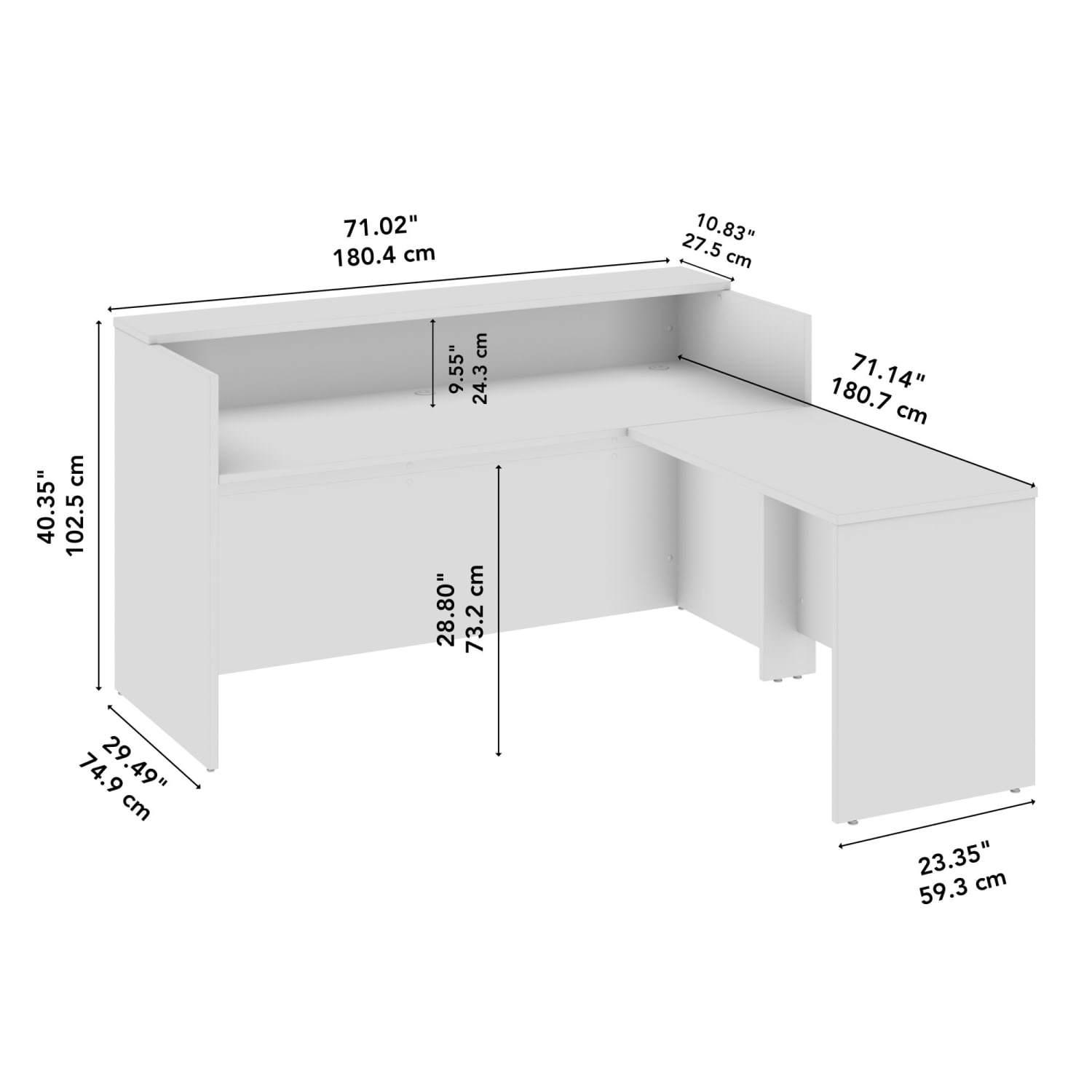 Bush Business Furniture Arrive 72inW L Shaped Reception Desk with Shelf, Storm Gray, Standard Delivery - Image 6