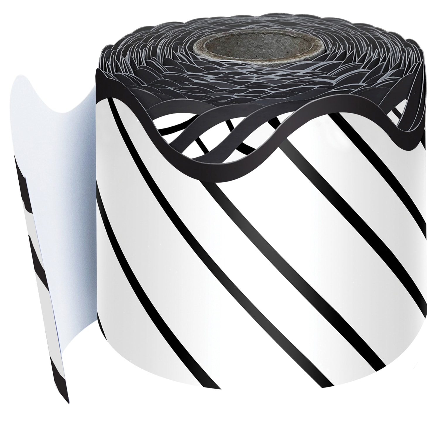 Carson Dellosa Education Rolled Scalloped Borders, Kind Vibes Black/White Stripes, 65ft Per Roll, Pack Of 3 Rolls - Image 3