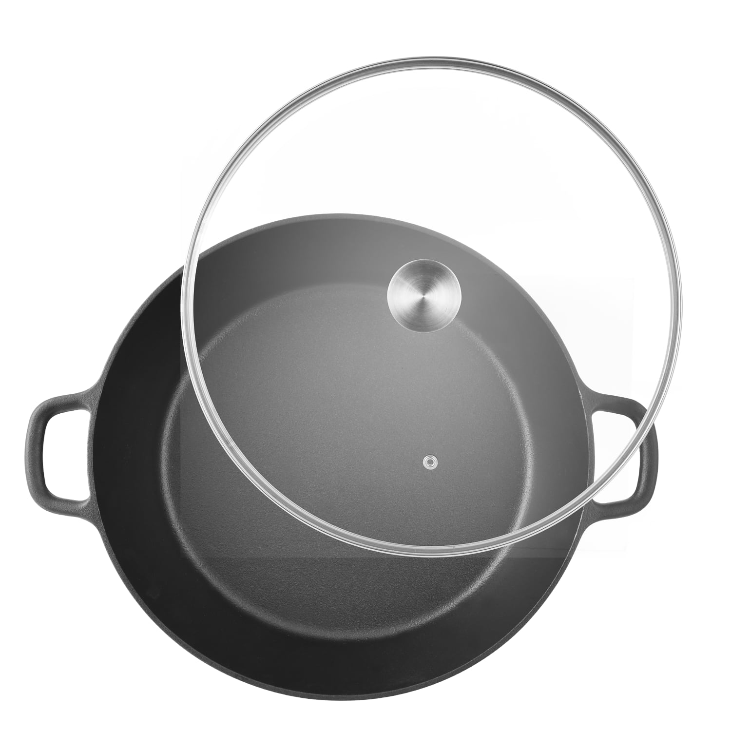 Masterpro Bergner Iron Family Pot With Glass Lid, 14in, Black - Image 3