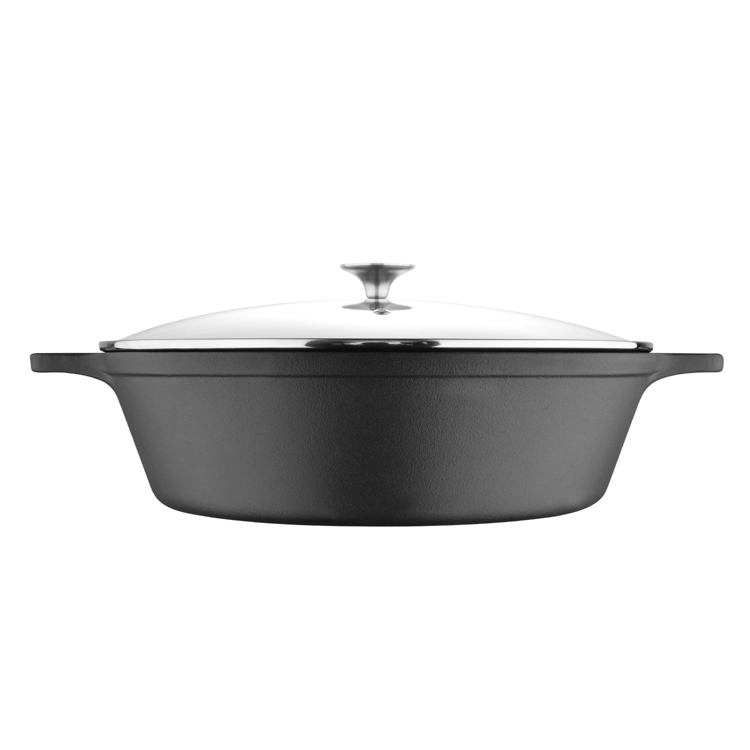Masterpro Bergner Iron Family Pot With Glass Lid, 14in, Black - Image 5