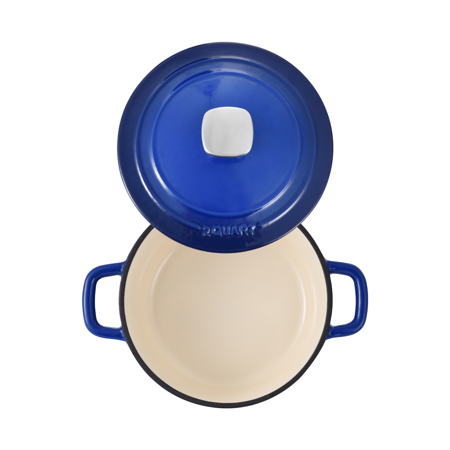 Masterpro Bergner 2-Quart Iron Dutch Oven With Lid, Blue - Image 3