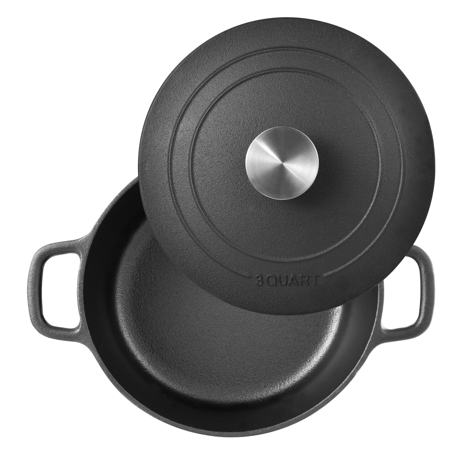 Masterpro Bergner Iron Covered Dutch Oven, 6-Quart, Black - Image 3