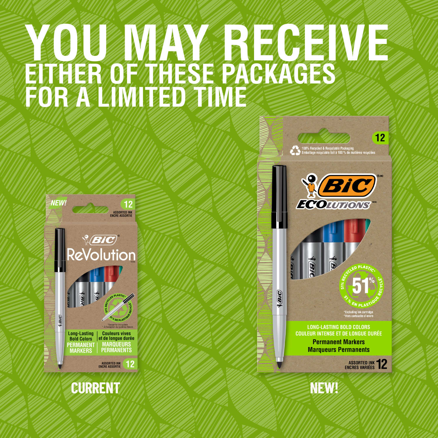 BIC Ecolutions Permanent Markers, Fine Point, 51% Recycled, Silver Barrels, Assorted Ink, Pack Of 12 Markers - Image 3
