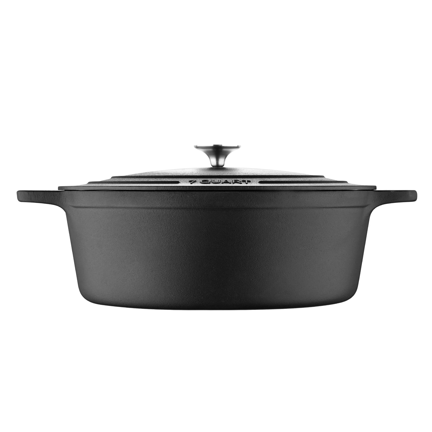 Masterpro Bergner 7-Quart Iron Covered Oval Dutch Oven, Black - Image 3