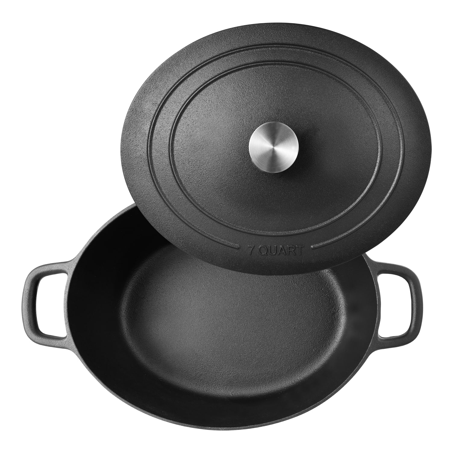 Masterpro Bergner 7-Quart Iron Covered Oval Dutch Oven, Black - Image 4