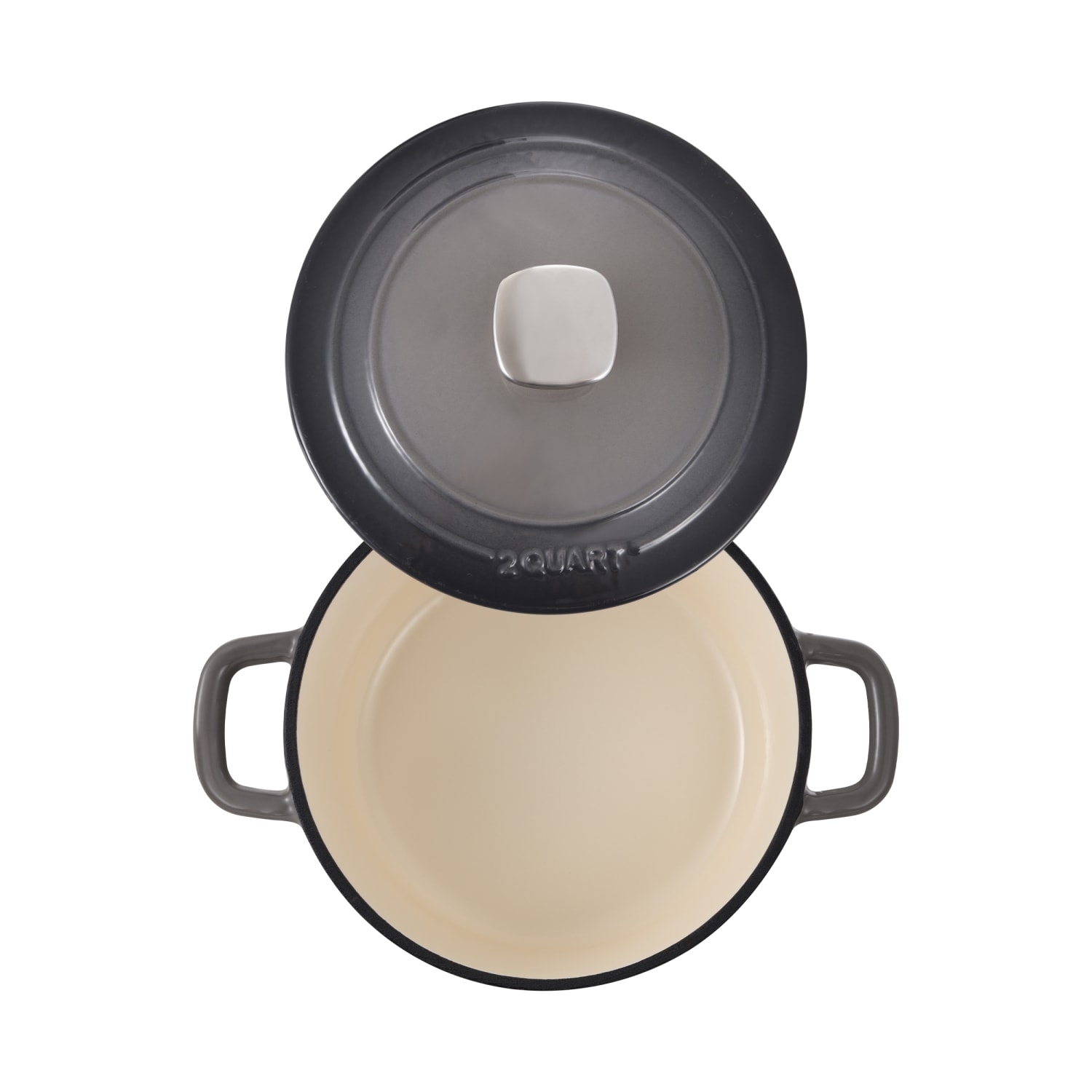 Masterpro Bergner 2-Quart Iron Dutch Oven With Lid, Fog - Image 3