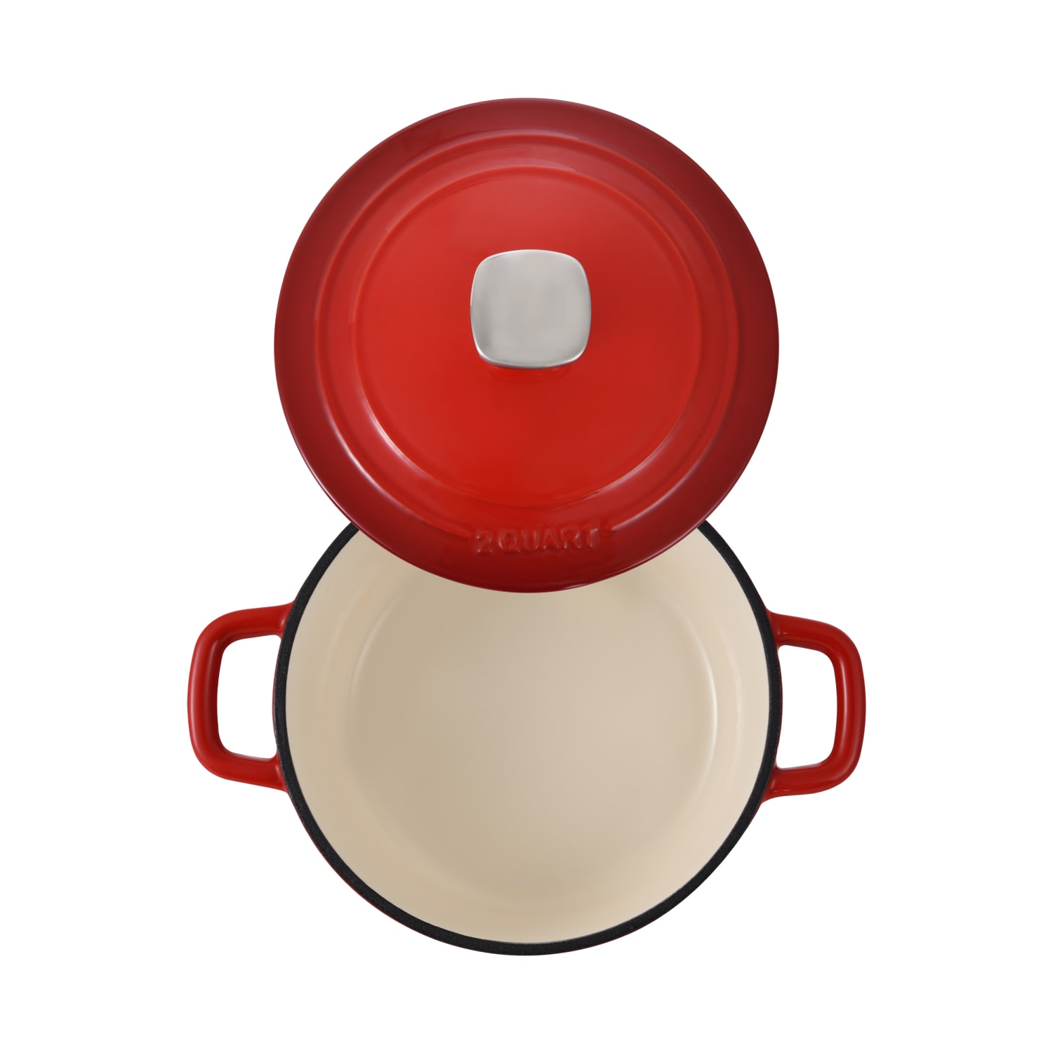 Masterpro Bergner Iron Dutch Oven With Lid, 2 Qt, Red - Image 3