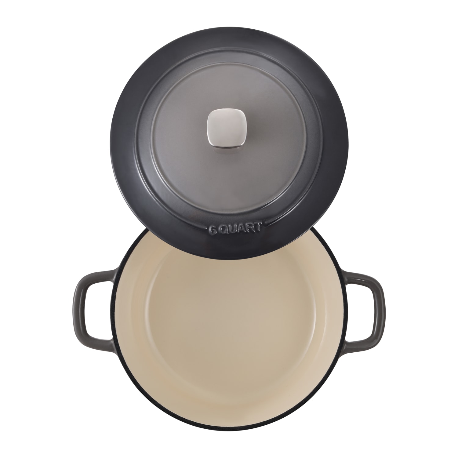Masterpro Bergner 6-Quart Iron Dutch Oven With Lid, Fog - Image 3