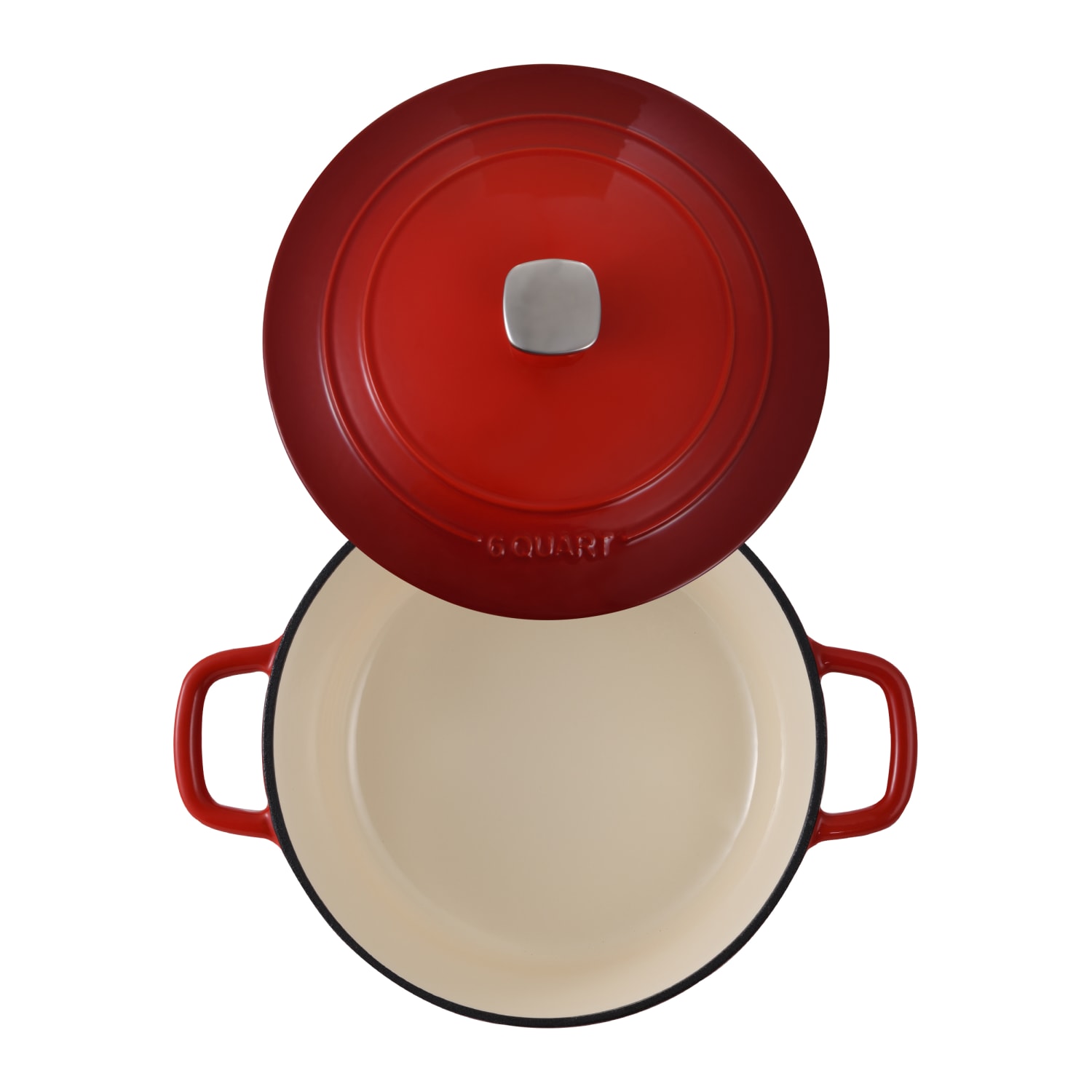 Masterpro Bergner 6-Quart Iron Dutch Oven With Lid, Red - Image 3