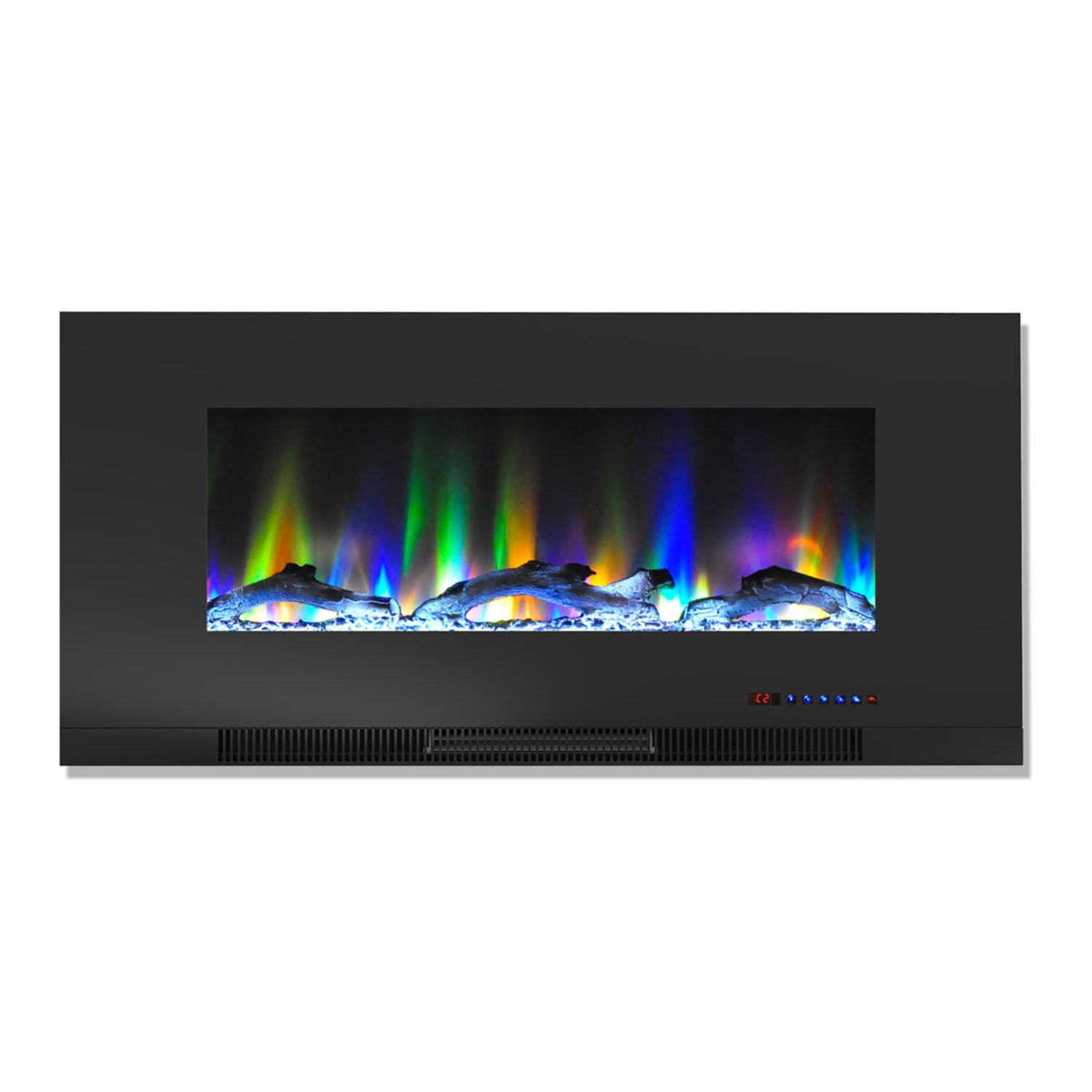 Cambridge Wall-Mount Electric Fireplace With Multicolor Flames, Driftwood Log, 42in, Black - Image 3