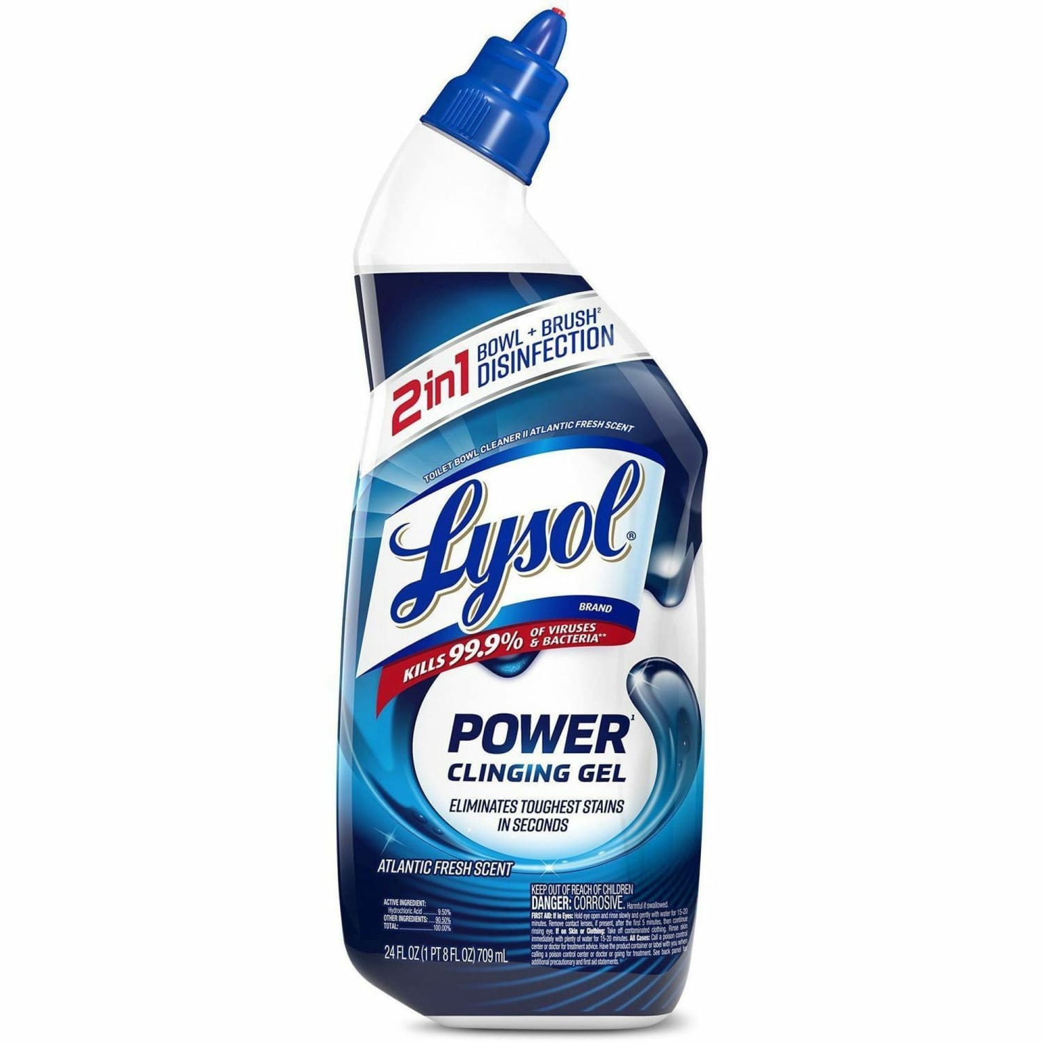 Lysol Toilet Bowl Cleaner - 24 fl oz (0.8 quart) - Atlantic Fresh ScentBottle - 9 / Carton - Blue - Image 3