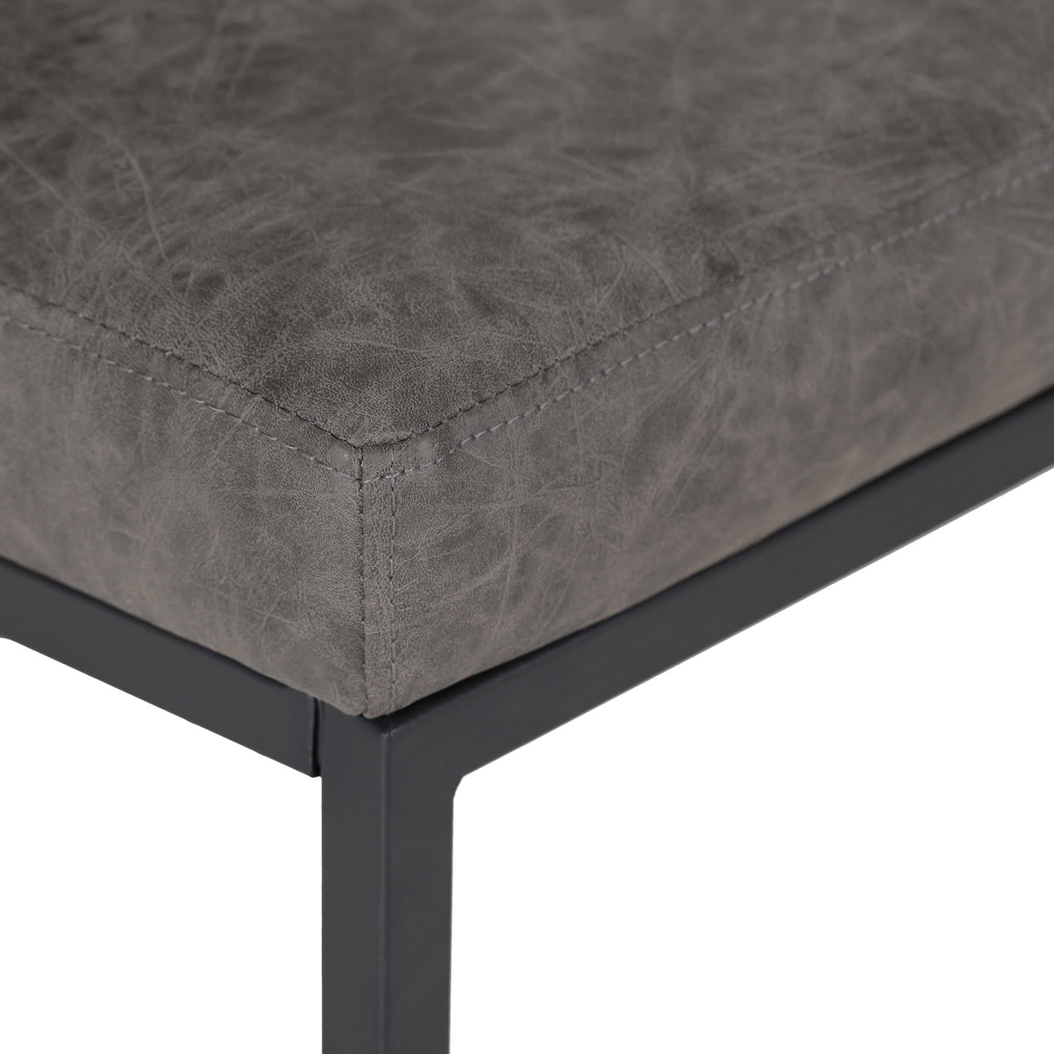 ALPHA HOME PU Leather Counter-Height Stools With Back, Gray, Set Of 2 Stools - Image 4