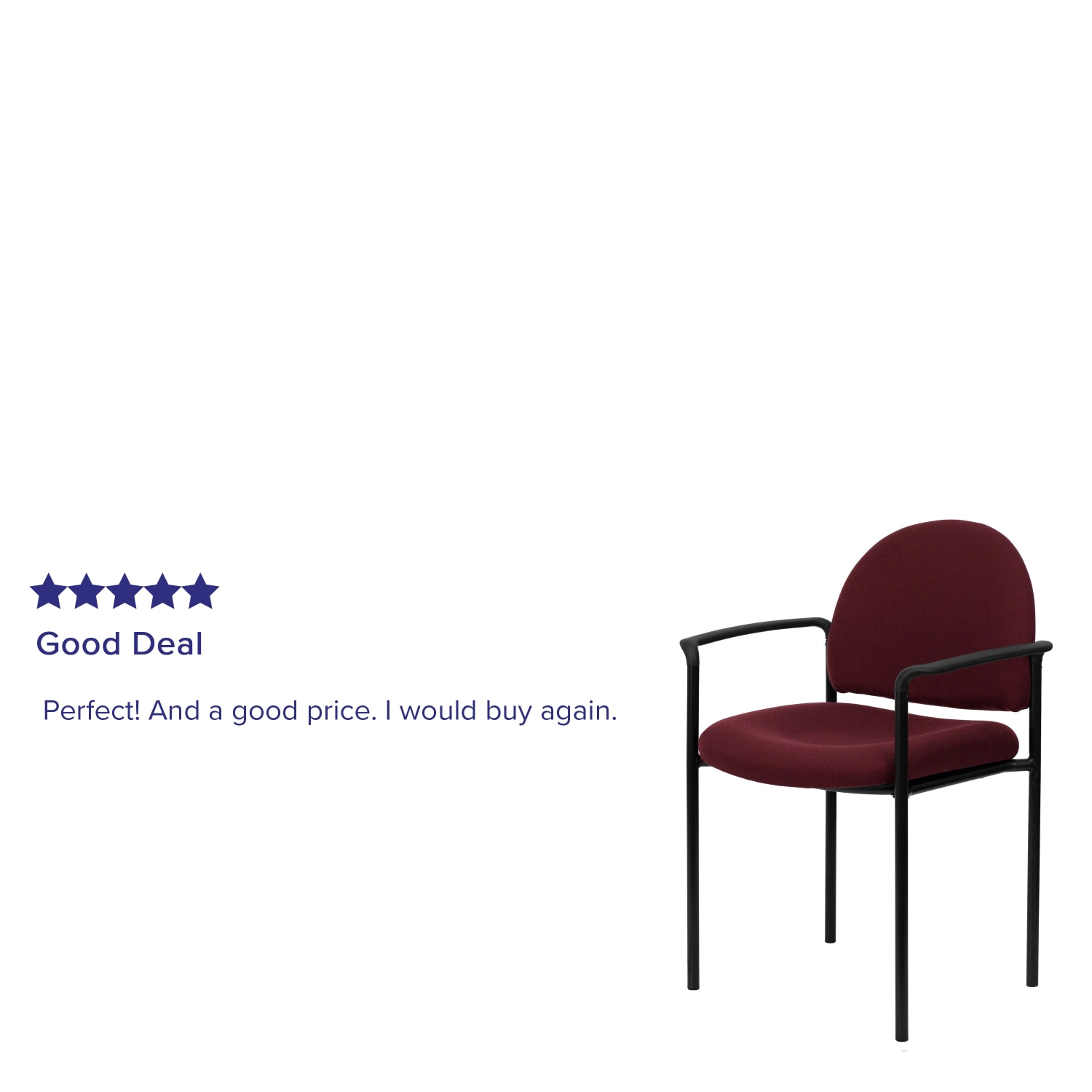 Flash Furniture Comfortable Stackable Steel Side Chair With Arms, Burgundy/Black - Image 5